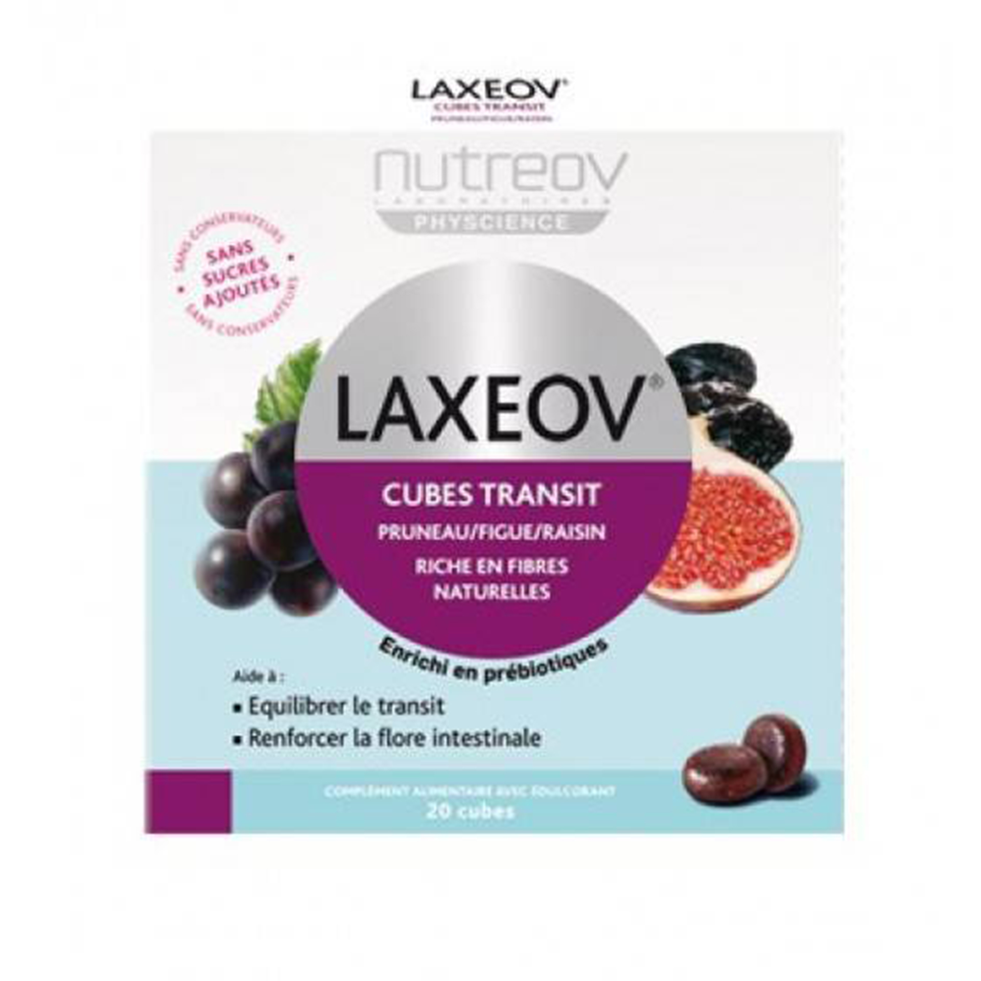 Laxeov Cubos Ameixa/Figo/Uva X 20 cubos mastigáveis