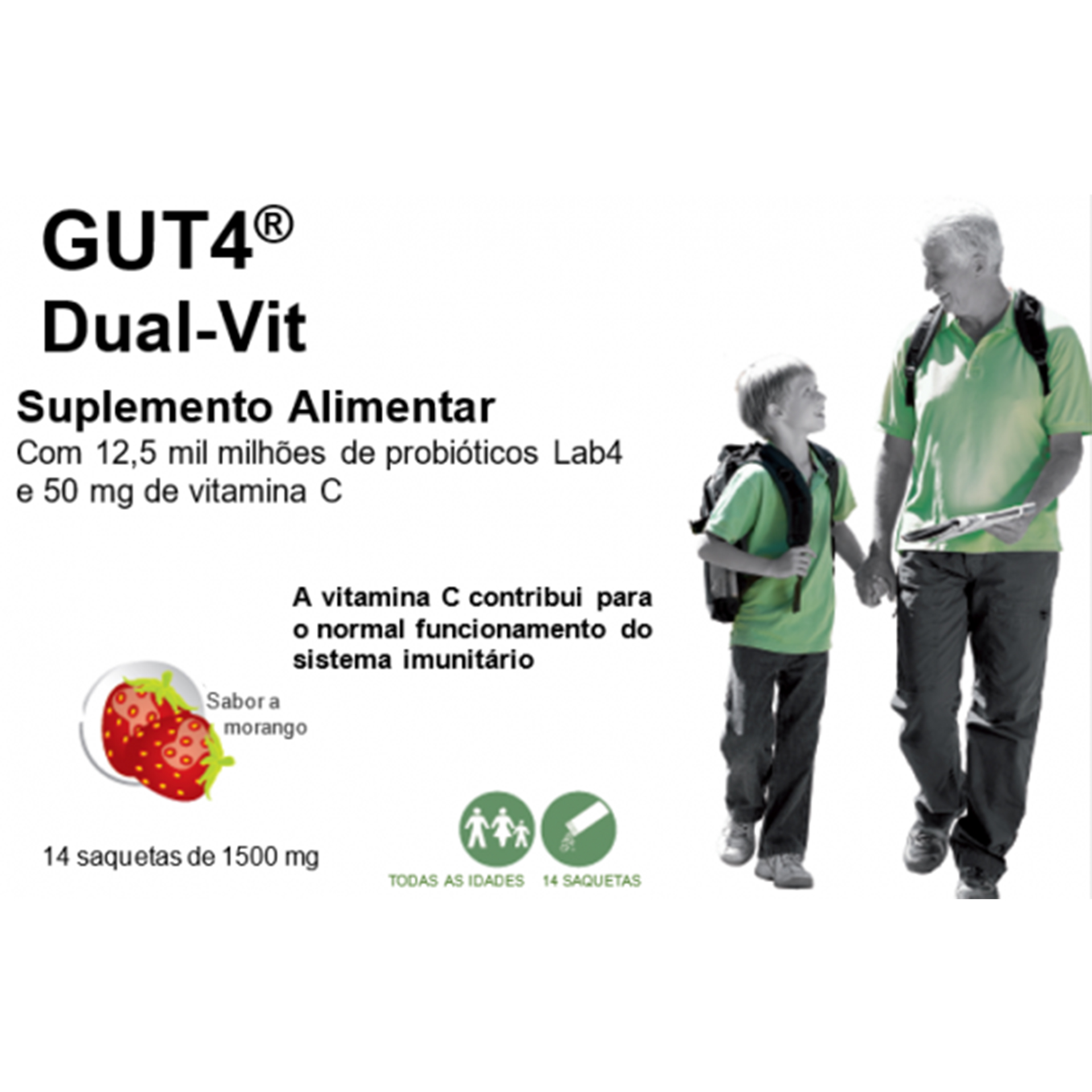Gut4 Dual-Vit Morango 14 Saquetas