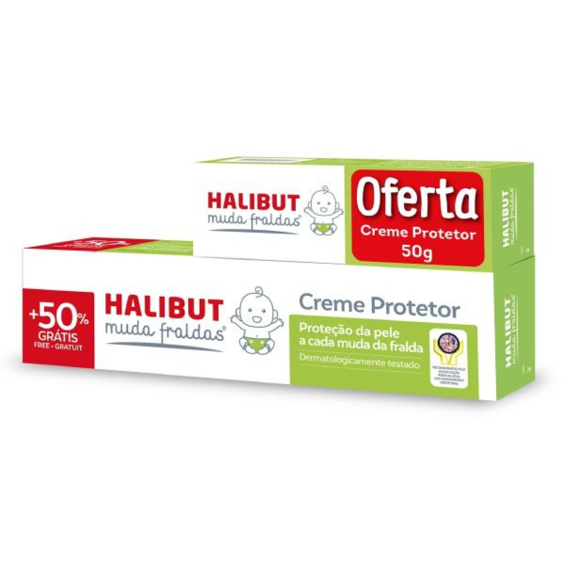 Halibut Muda Fraldas Creme Protetor 150g + Creme Protetor 50g