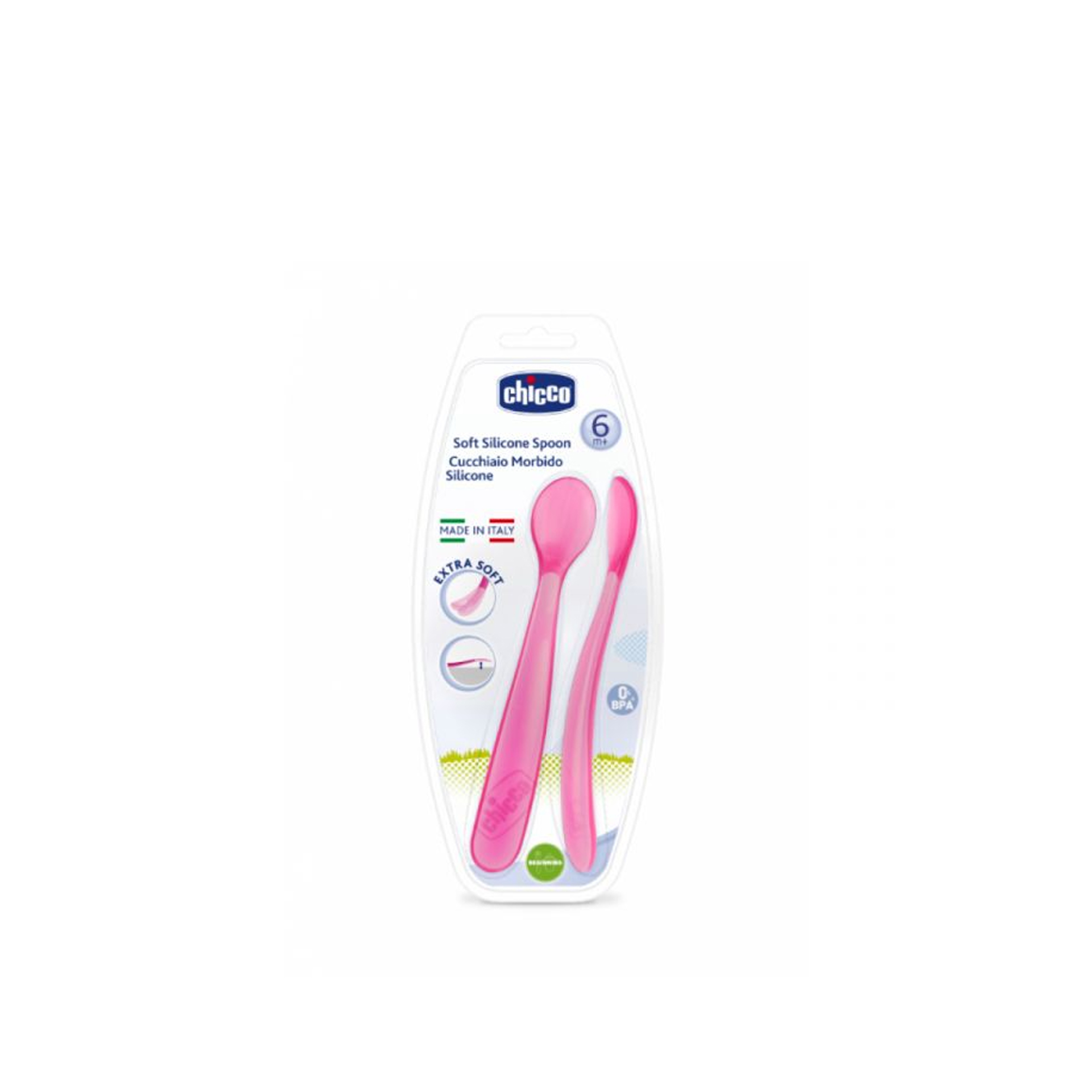 Chicco Colher Rosa Macia Silicone 6m+ X2
