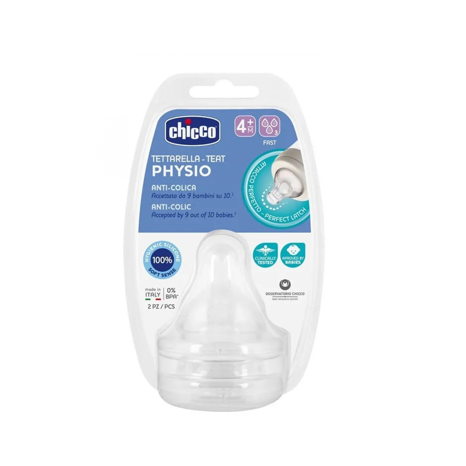 Chicco Tetina P5 Silicone Fluxo Lento 0m+ 2 Unidades