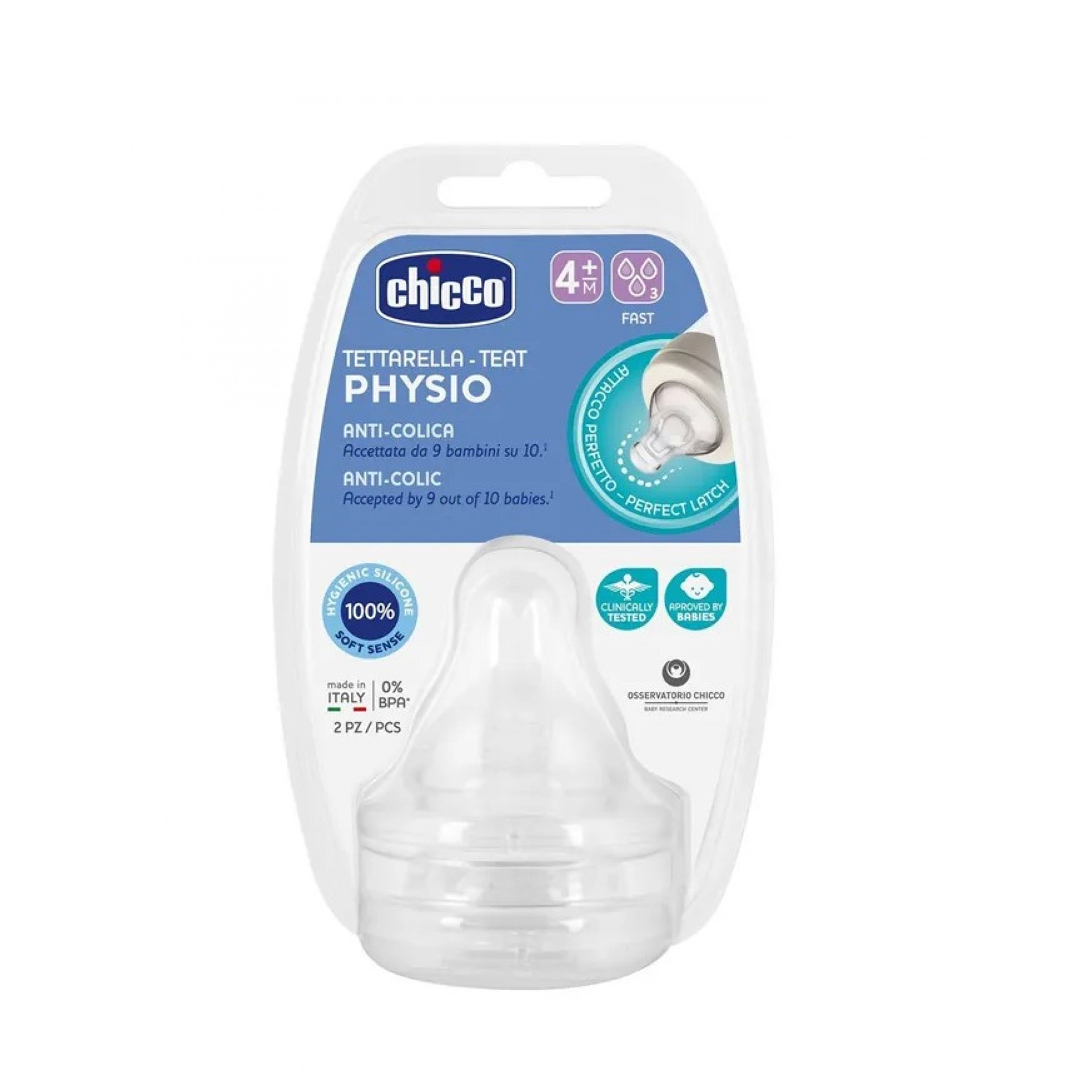 Chicco Tetina P5 Silicone Fluxo Médio 2m+ 2 Unidades