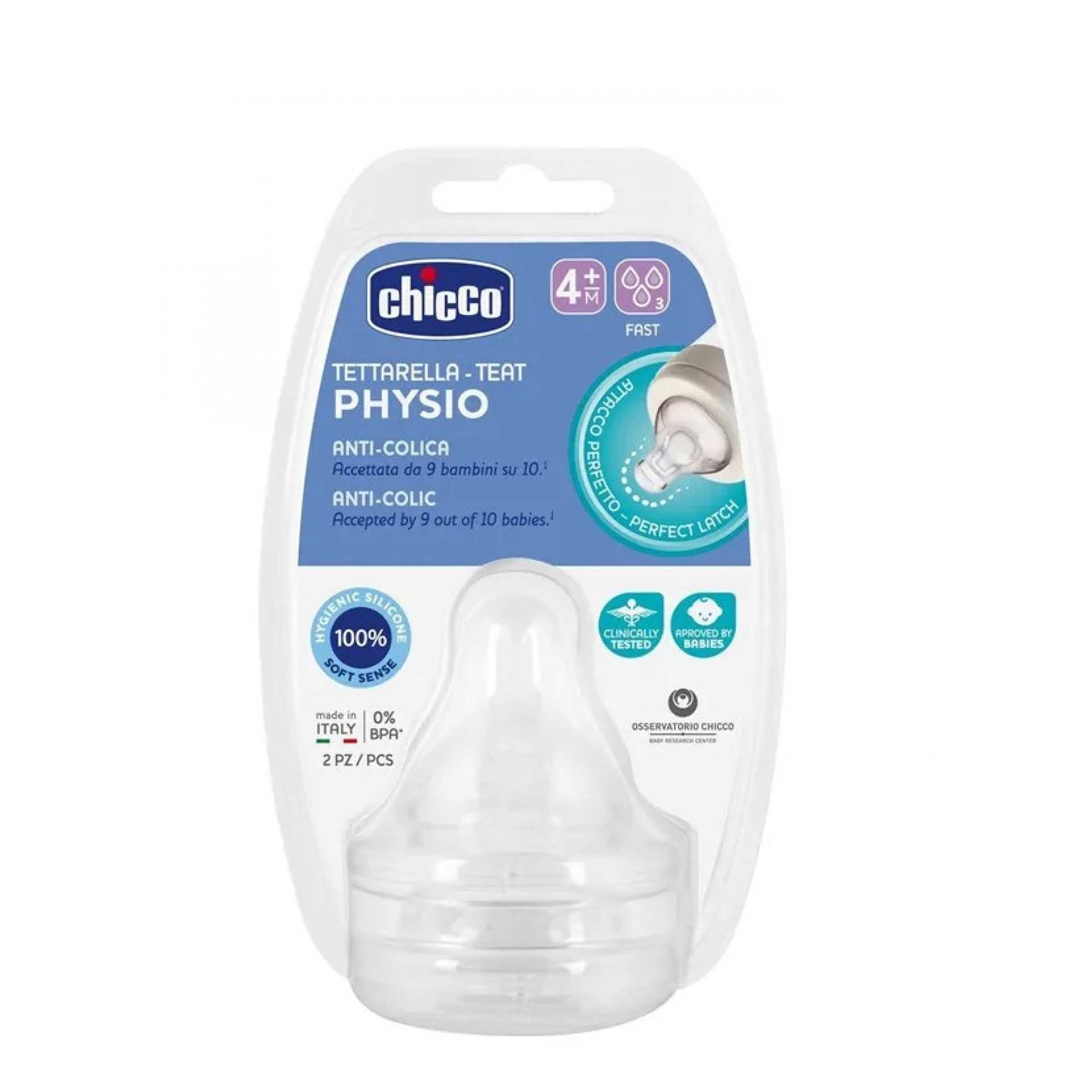 Chicco Tetina P5 Silicone Fluxo Rápido 4m+ 2 Unidades