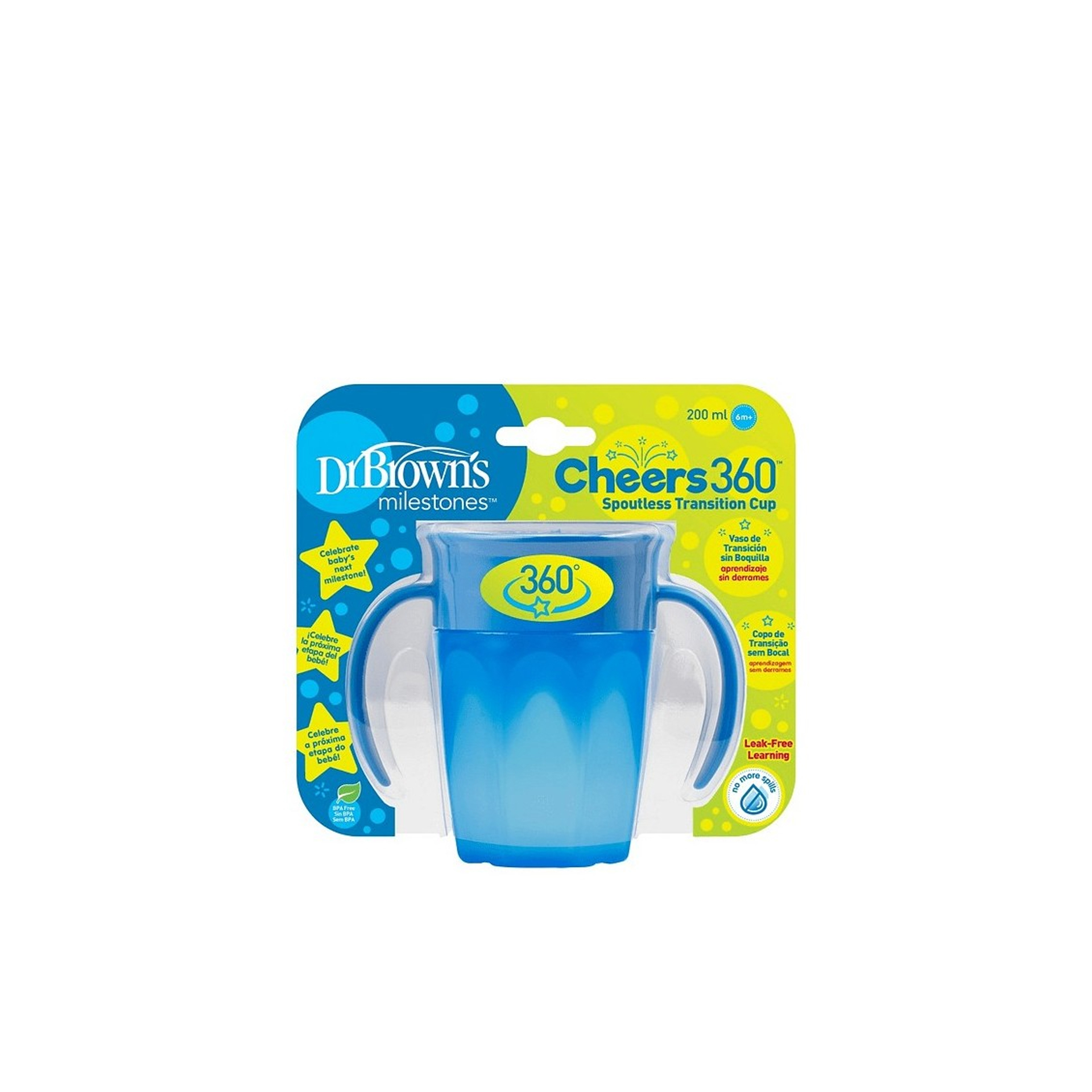 Dr Browns Cheers 360 Copo Azul Sem Bocal 6m+ 200ml