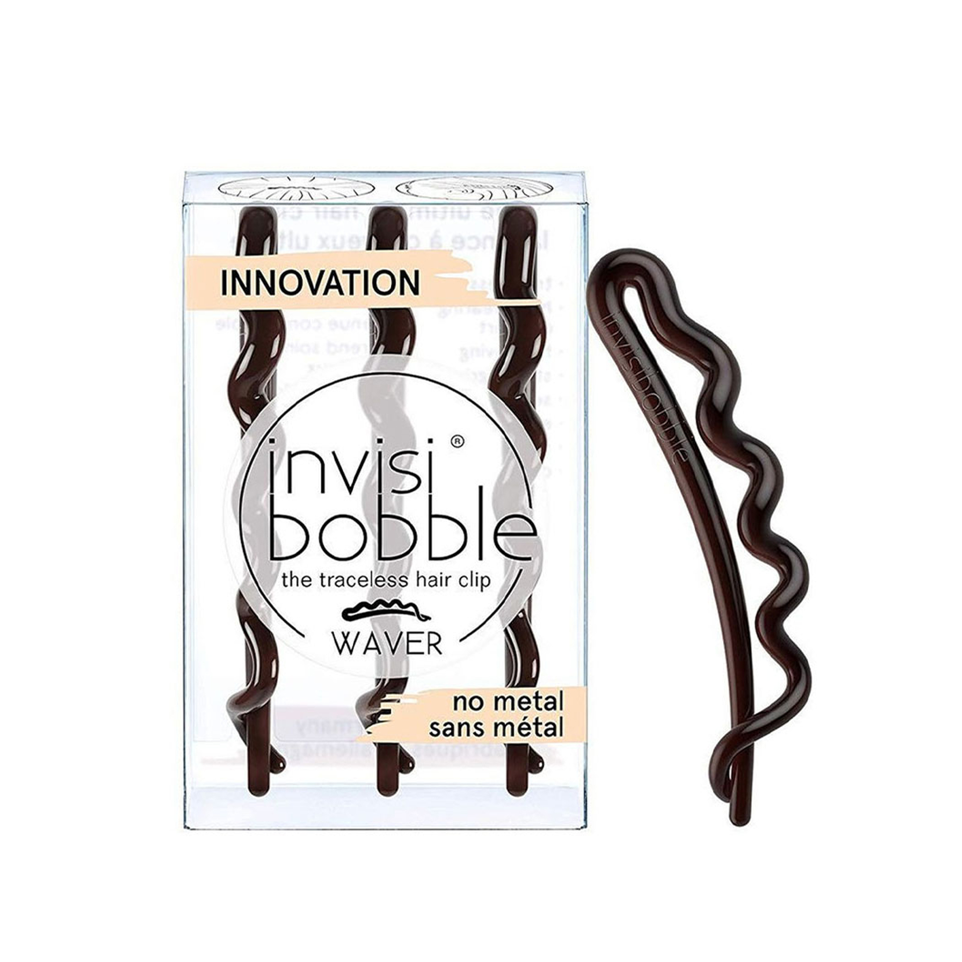 Gancho de pelo ondulado marrón Invisibobble x3
