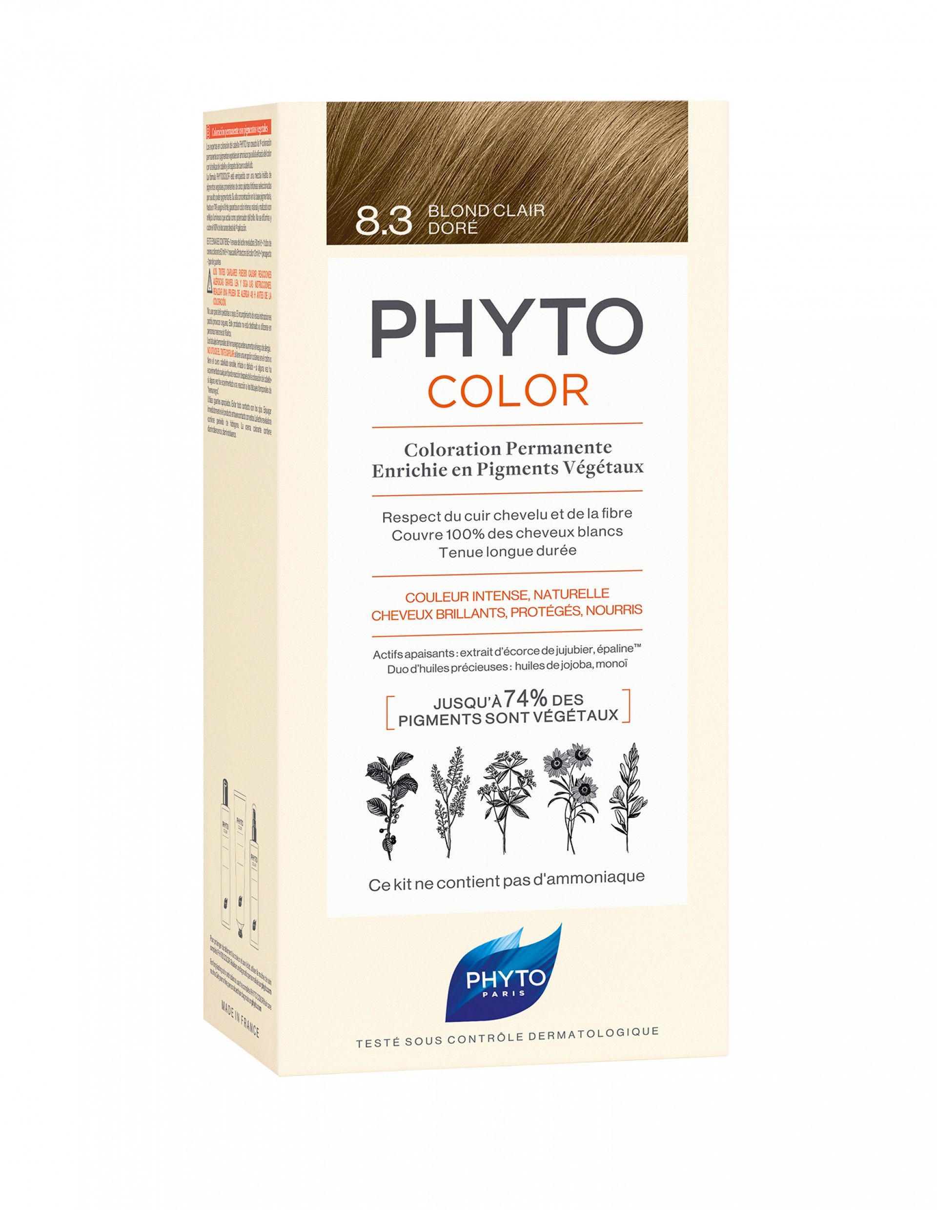 Phyto Phytocolor Coloração Permanente Tom 8.3 Louro Claro Dourado