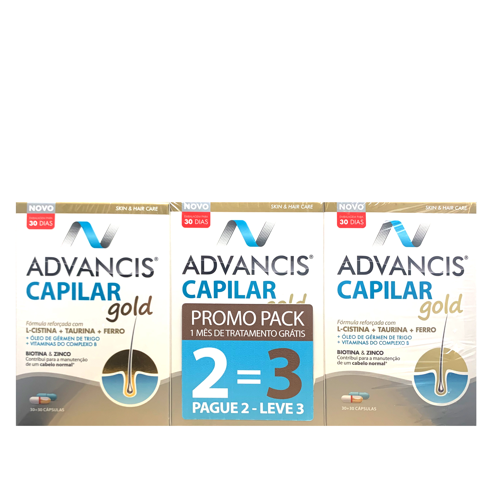 Advancis Capilar Gold Trio 3 x 30 Cápsulas