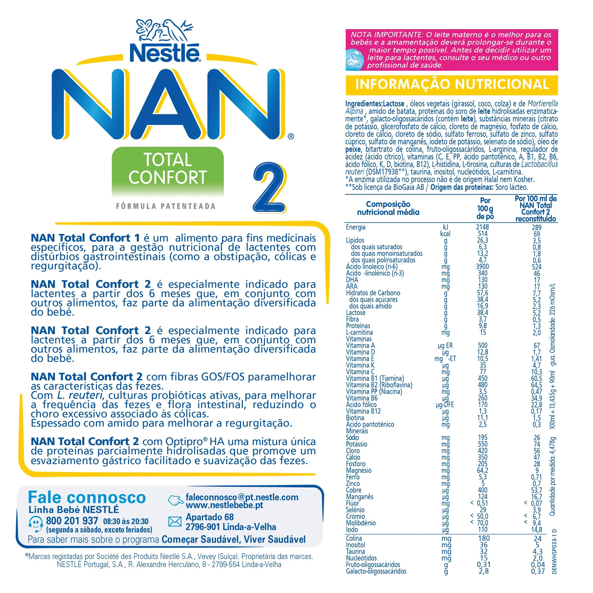 NAN Confort 2 Leite +6M 800g