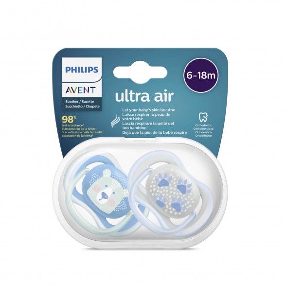 Philips Avent Pack 2 Chupetas Ultra Air Deco 6-18M