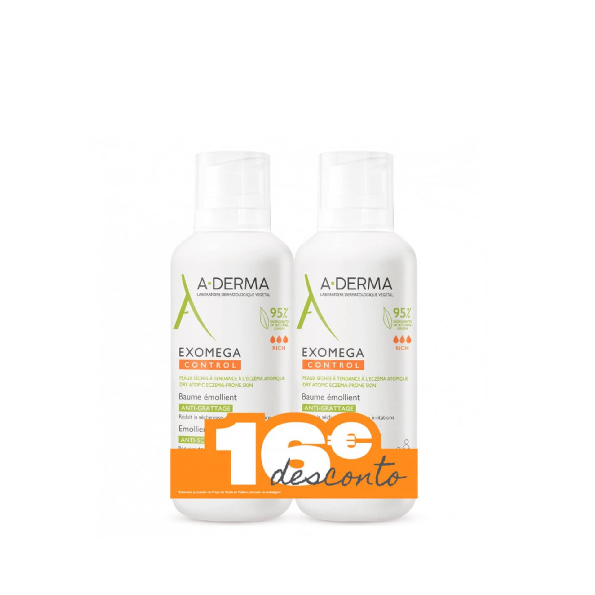 A-Derma Exomega Control Bálsamo Corporal Emoliente 2x400ml
