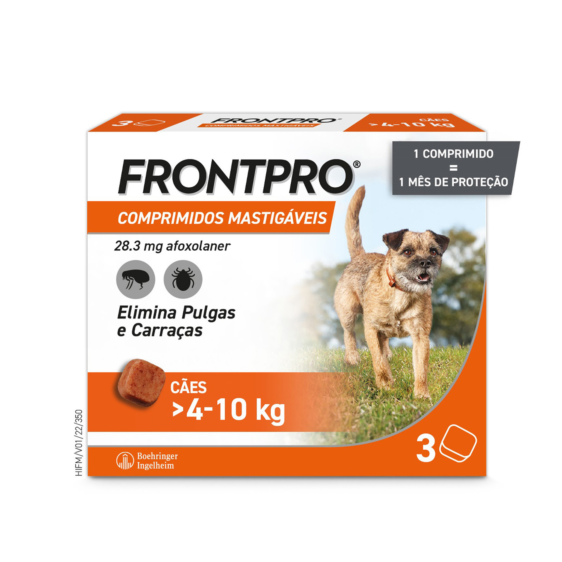 Frontpro 3 comprimidos mastigáveis 4-10Kgs
