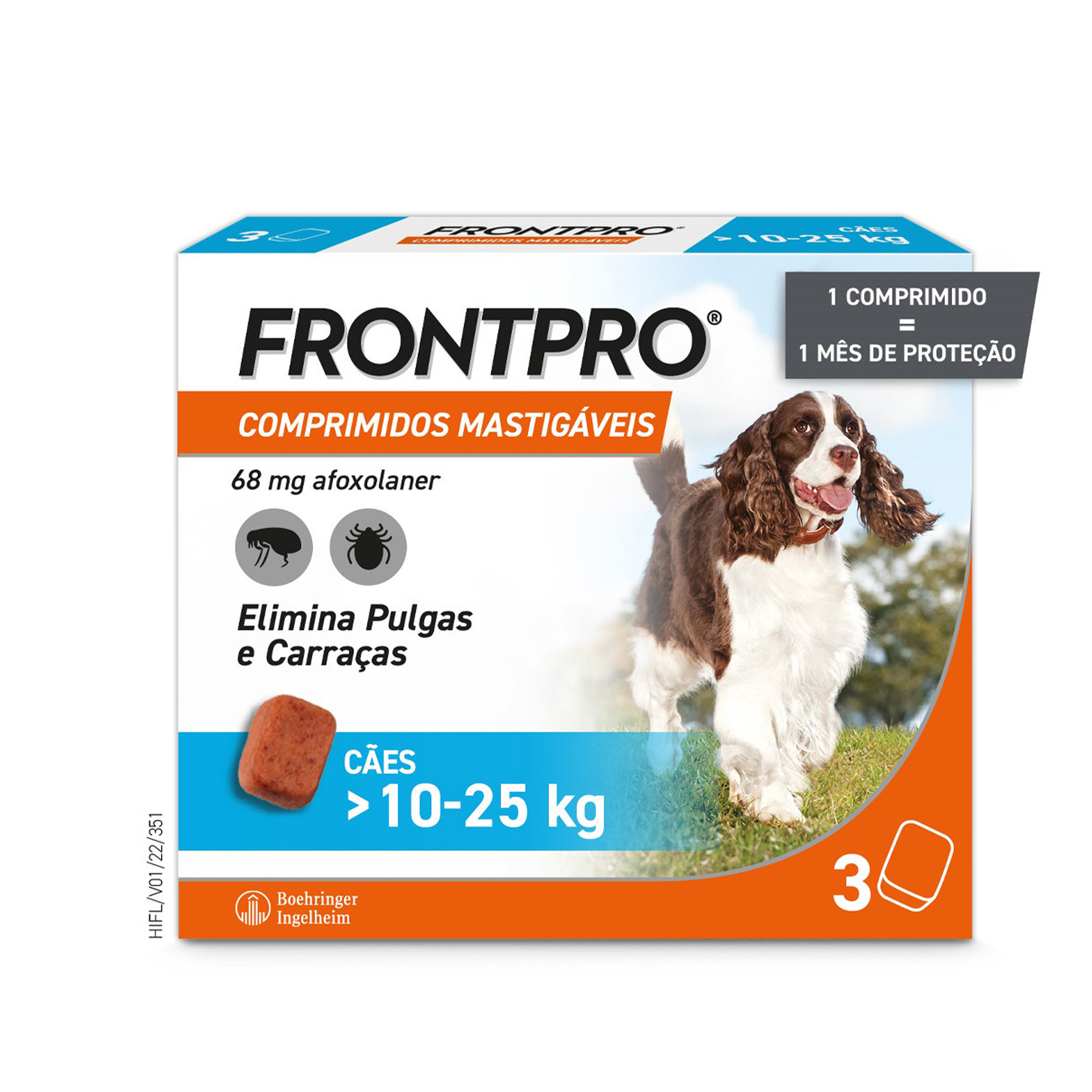 Frontpro 3 comprimidos mastigáveis 10-25Kgs