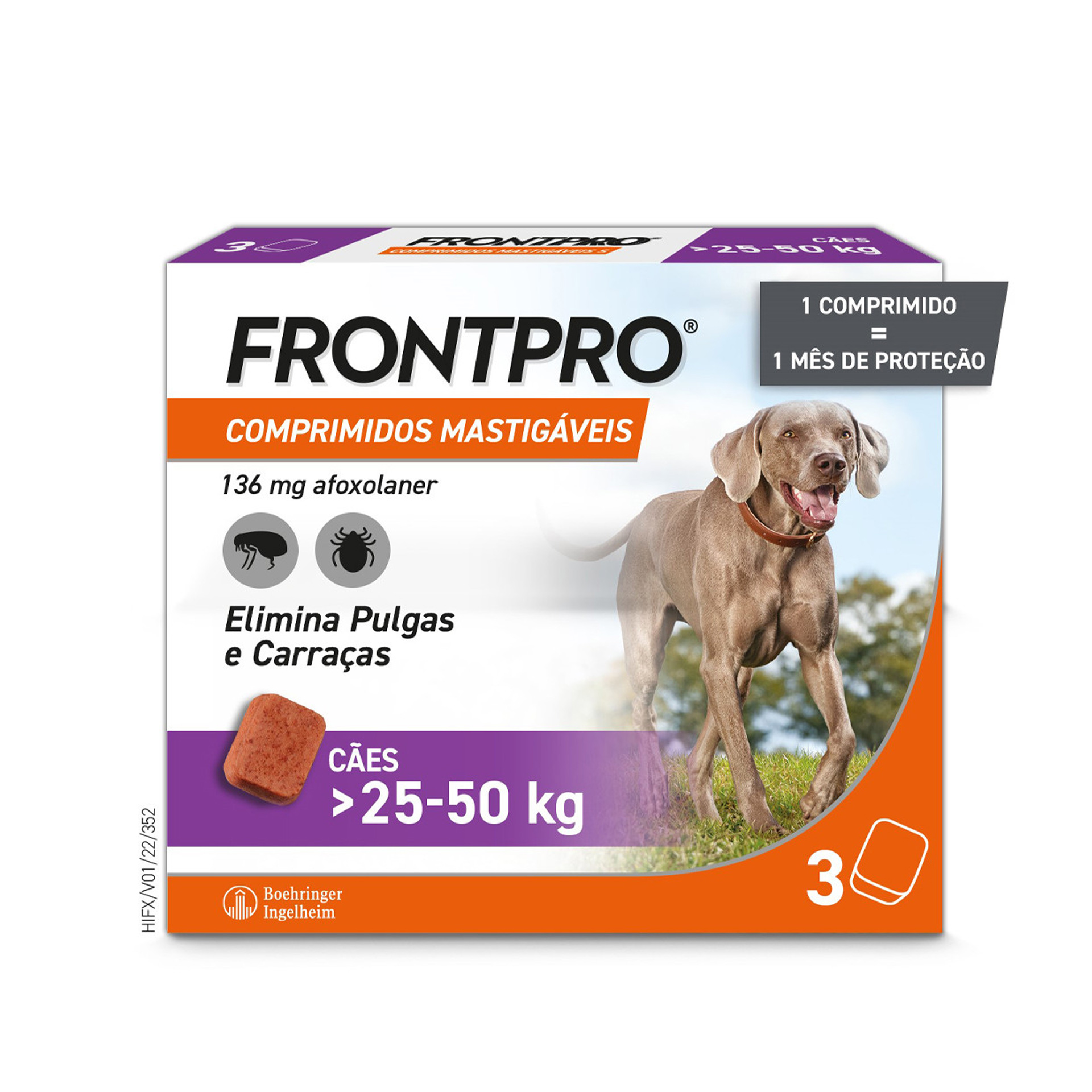 Frontpro 3 comprimidos mastigáveis 25-50Kgs