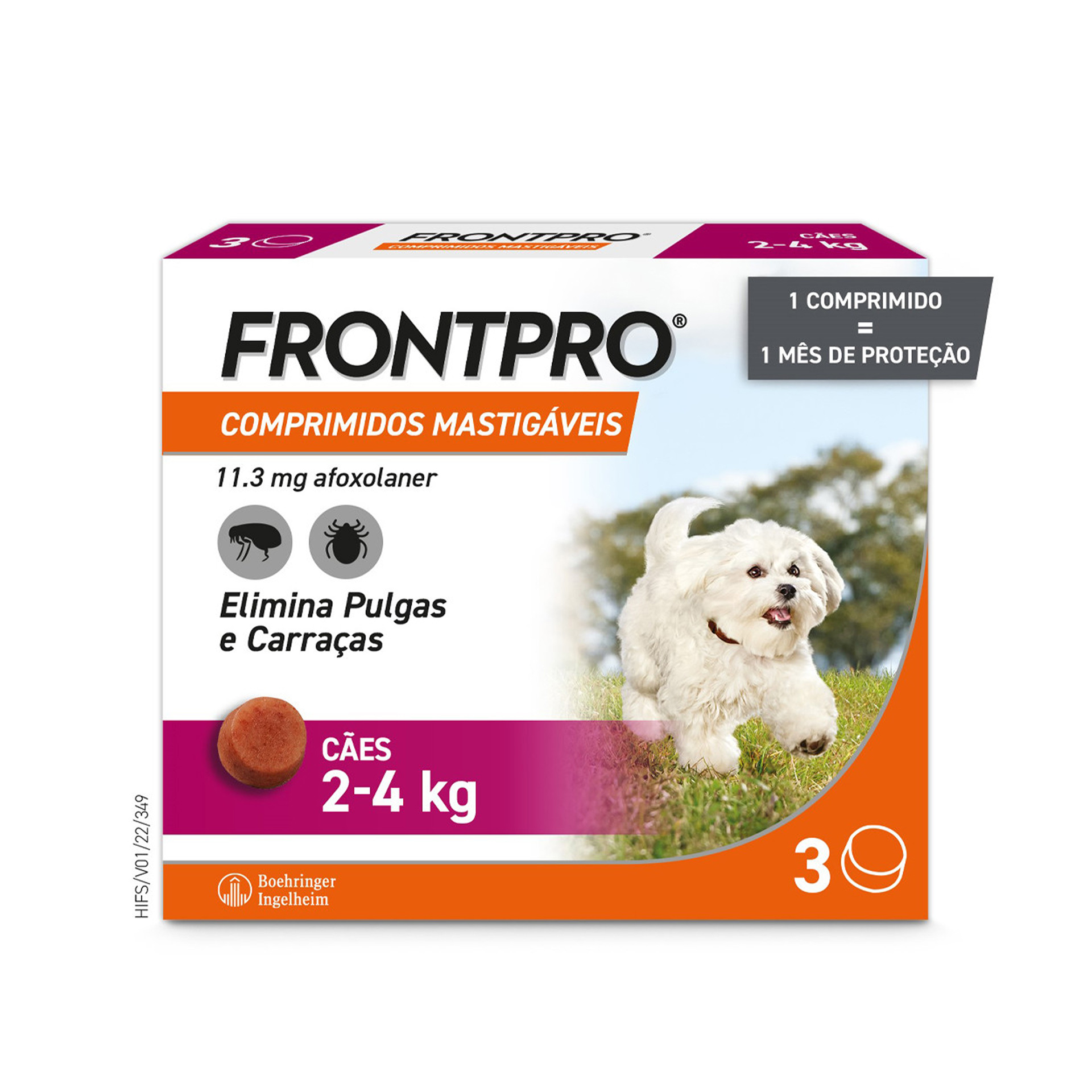 Frontpro 3 comprimidos mastigáveis 2-4 Kgs