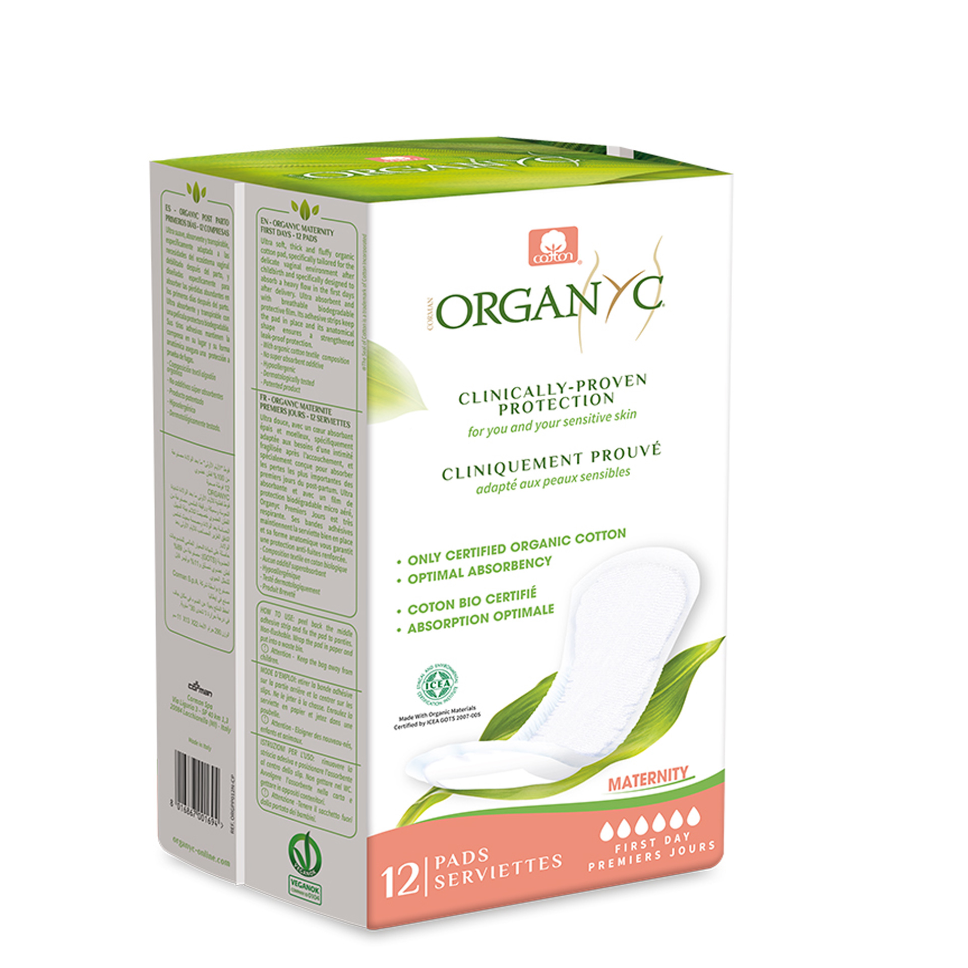 Organyc Pensos Higiénicos - Maternidade 1º Dias - 12X