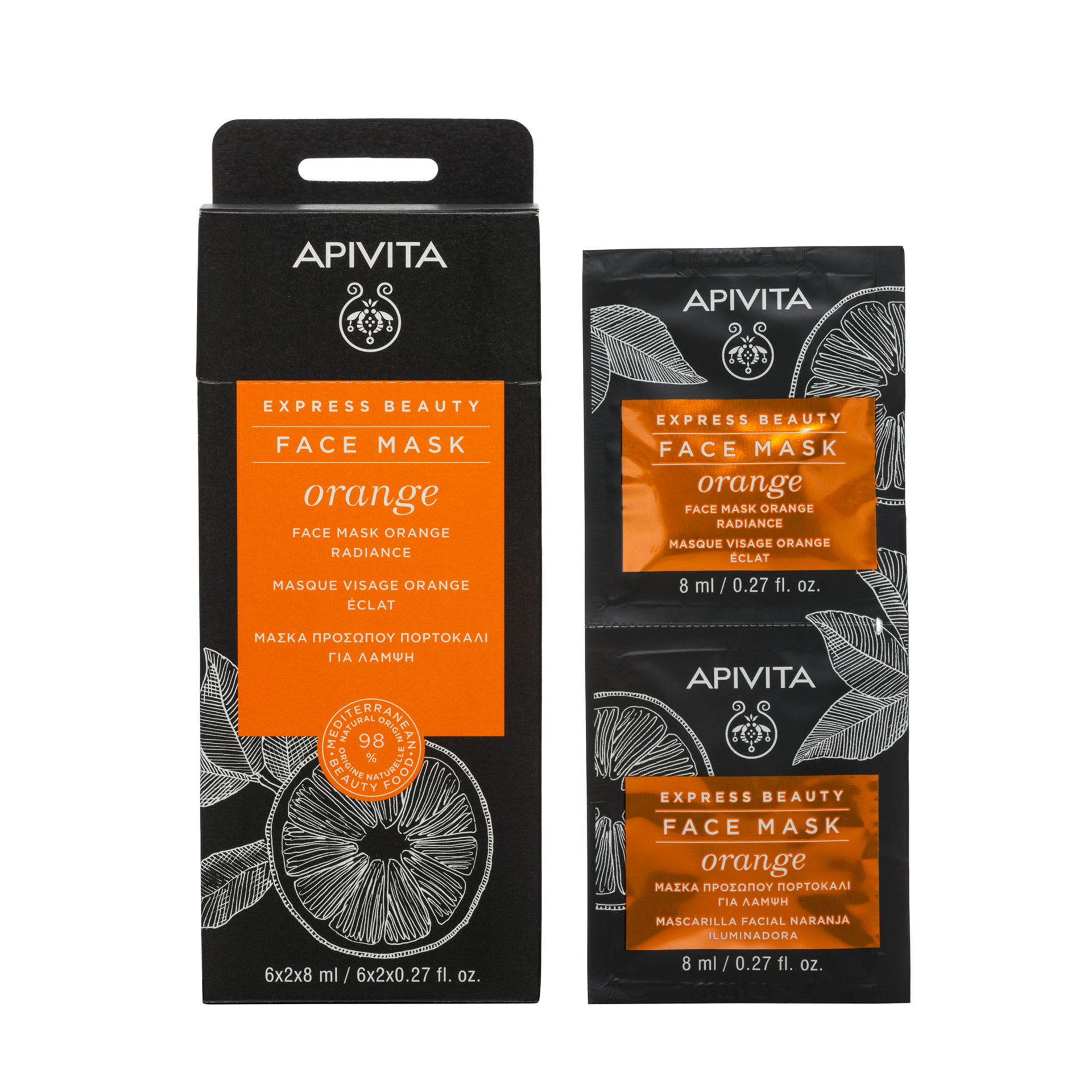 Apivita Express Beauty Máscara Facial Laranja 2x8ml