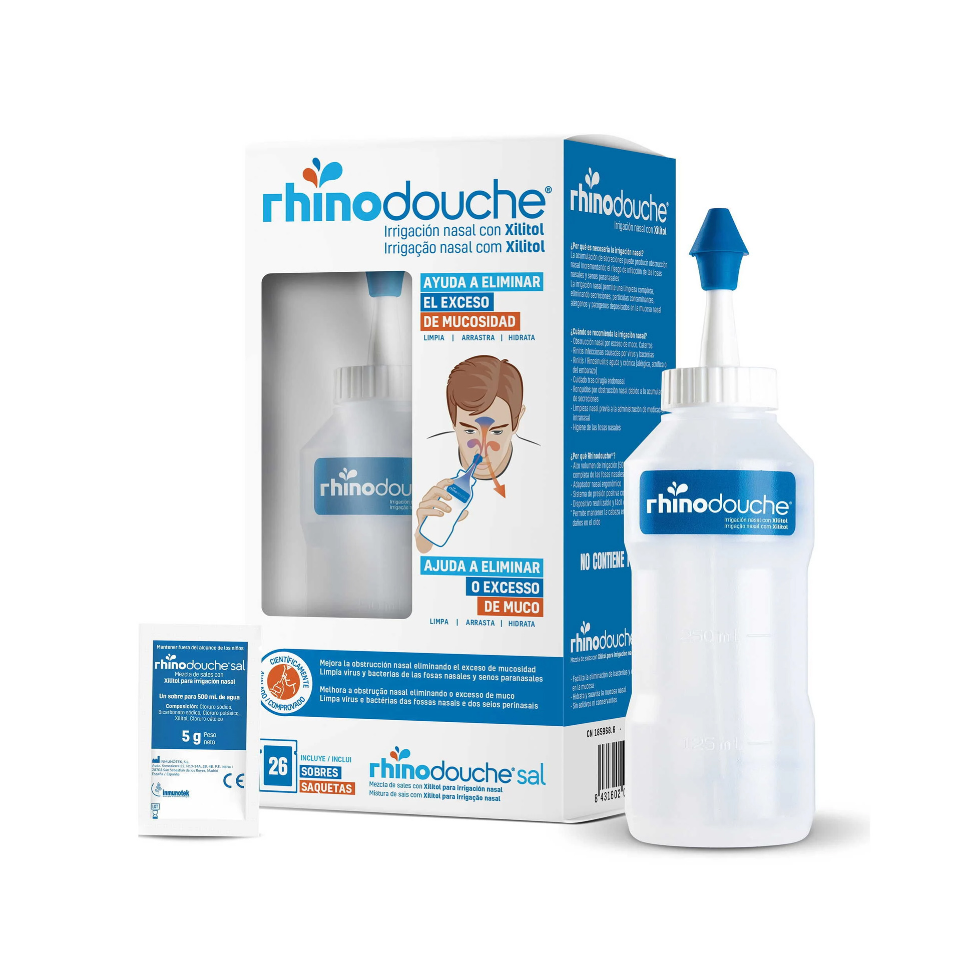 Rhinodouche Nasal Garrafa + Sal XL com Xilitol