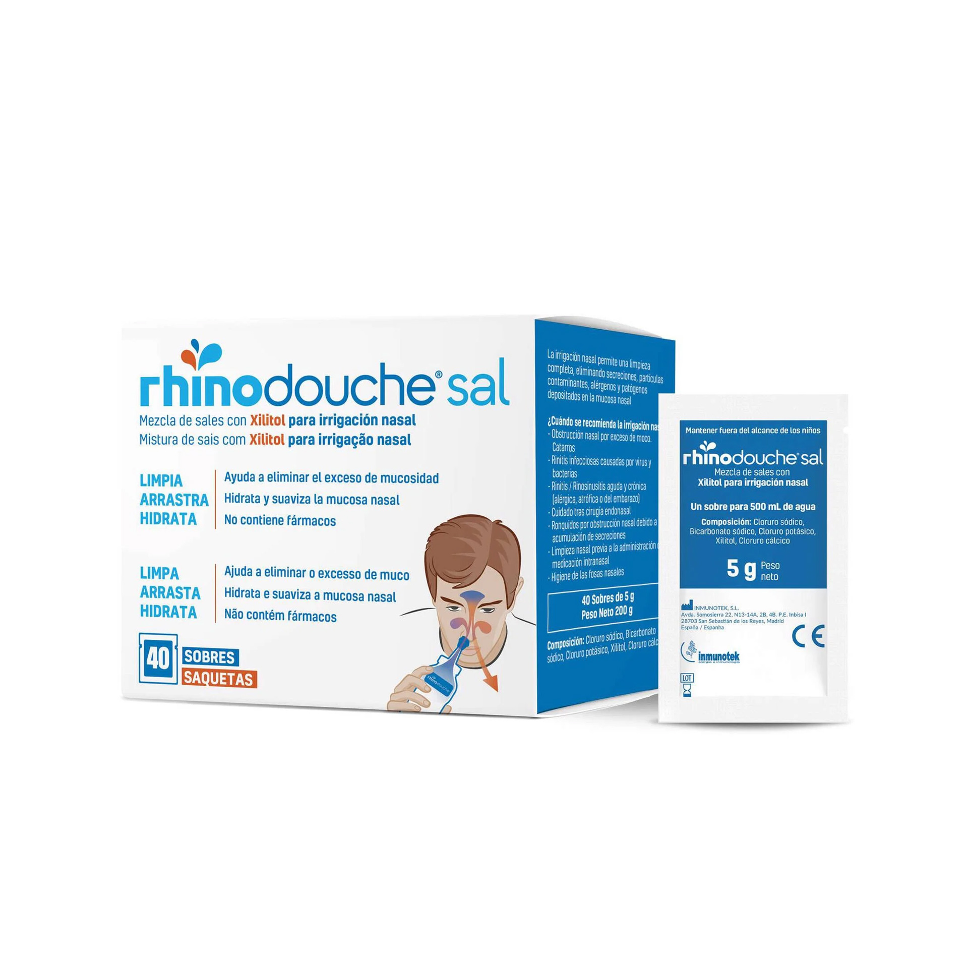 Rhinodouche Sal Saquetas Lavagem Nasal 5 gr 40 unidades