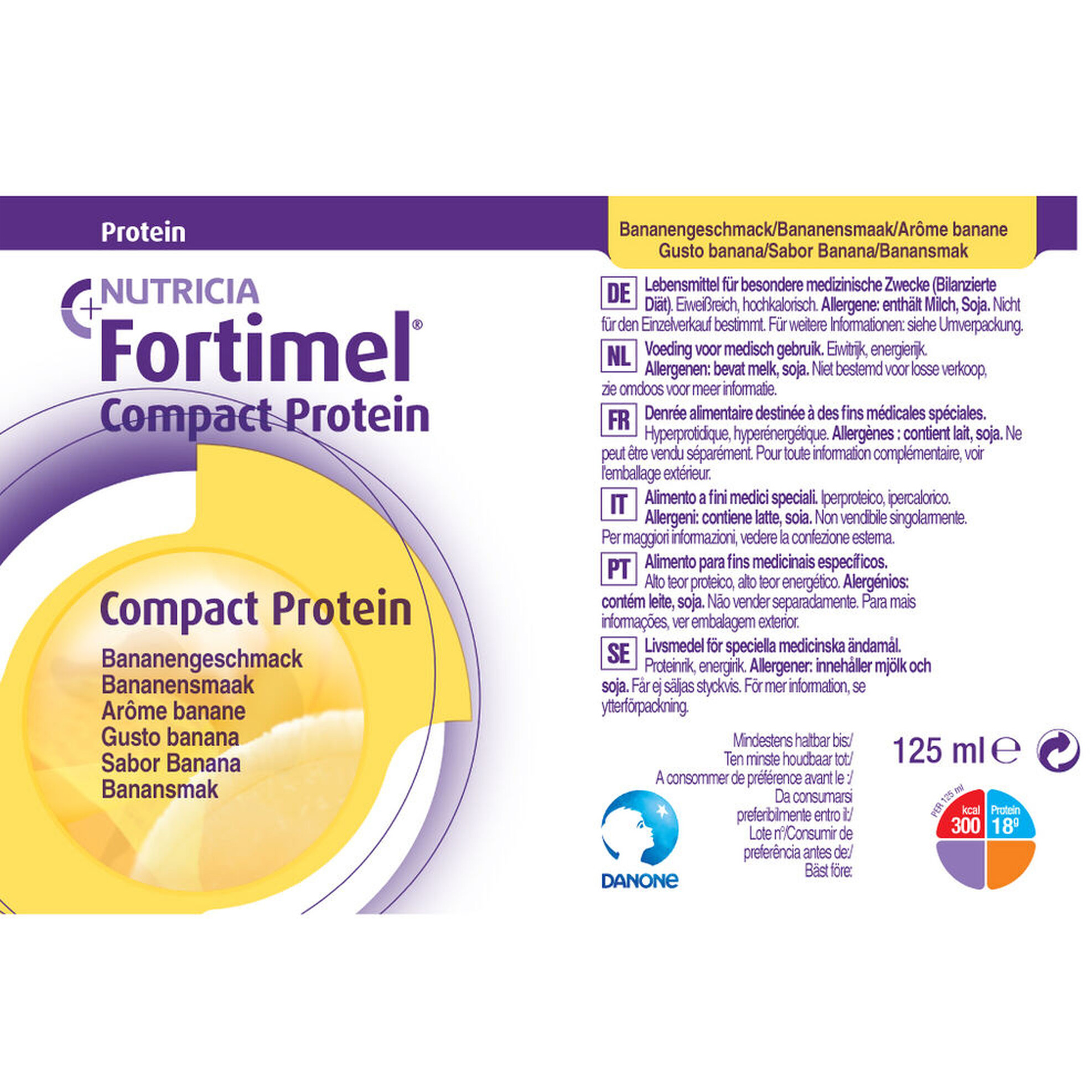 Fortimel Compact Protein Sabor Banana 125ml x 4 Uni