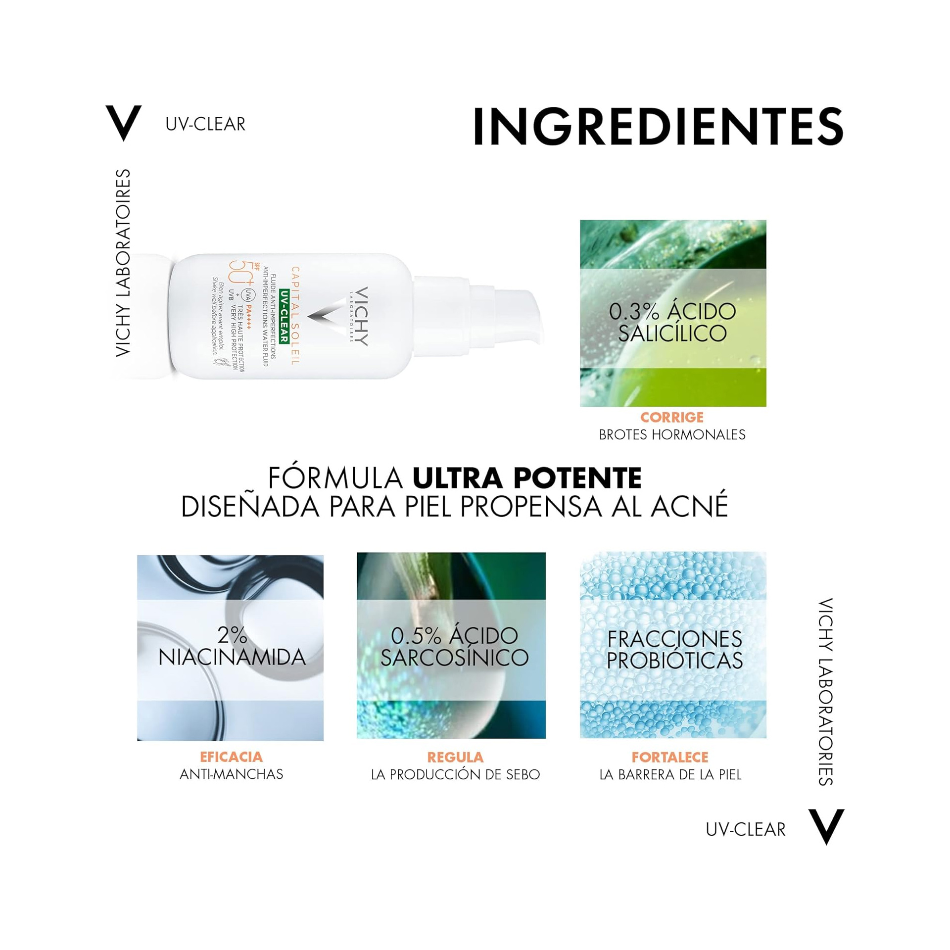 Vichy Capital Soleil UV-Clear Fluido Aquoso Anti-Imperfeições SPF50+ 40ml