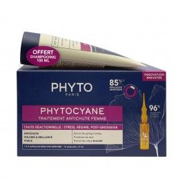 Phyto Phytocyane Ampolas Queda Reacional 12 Unidades + Shampoo 100ml