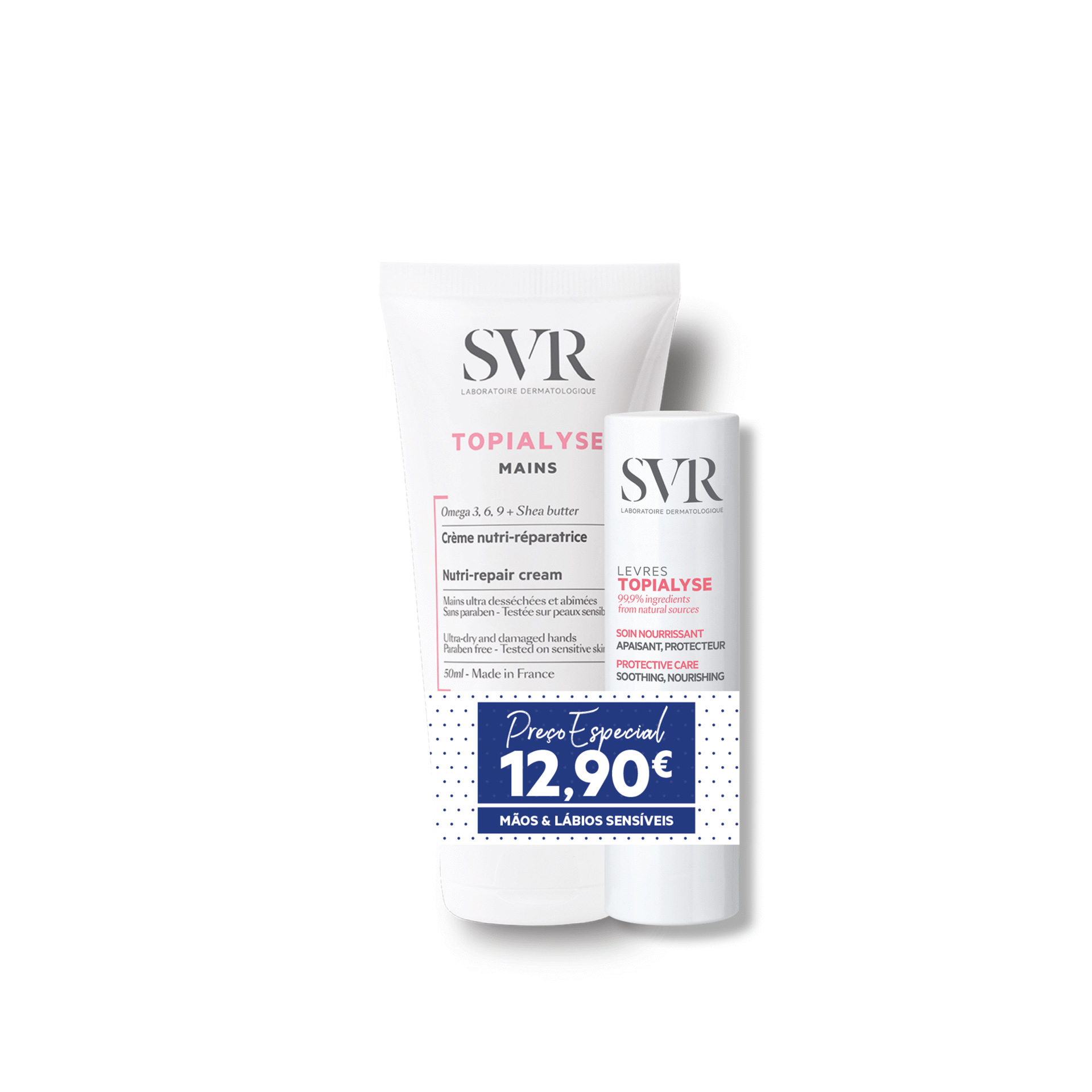 SVR Topialyse Creme de Mãos 2x50ml + Stick Labial 4g