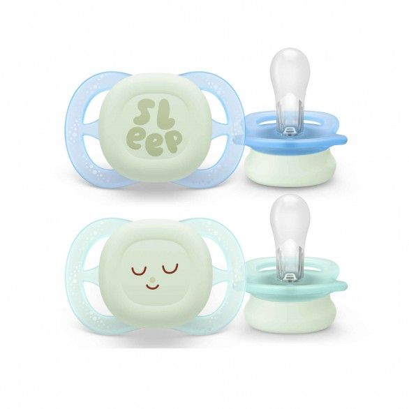 Philips Avent Chupeta Noturna Ultra Start Verde/Azul 0-2M x2