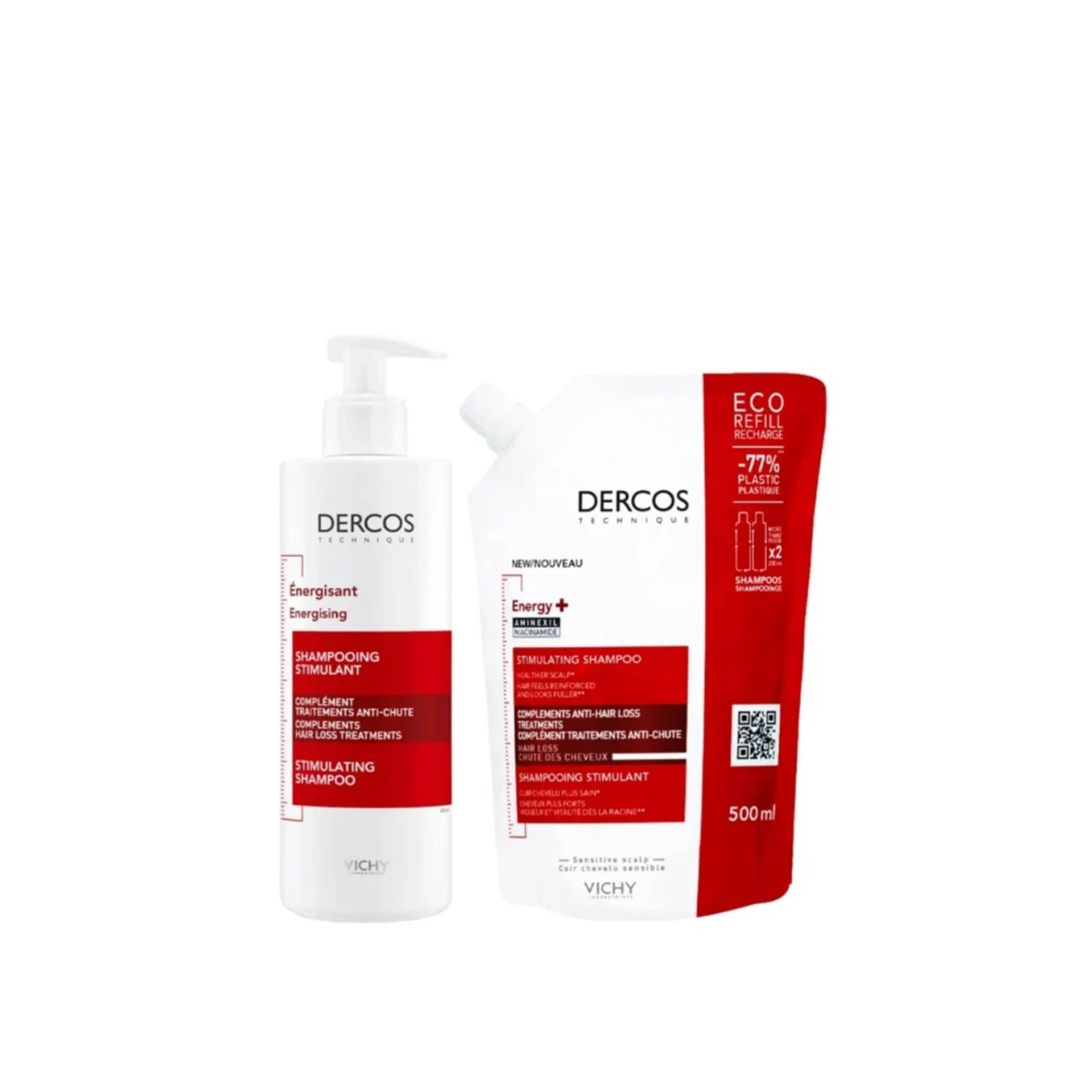 Dercos Pack Shampoo Antiqueda Estimulante 390ml + 500ml