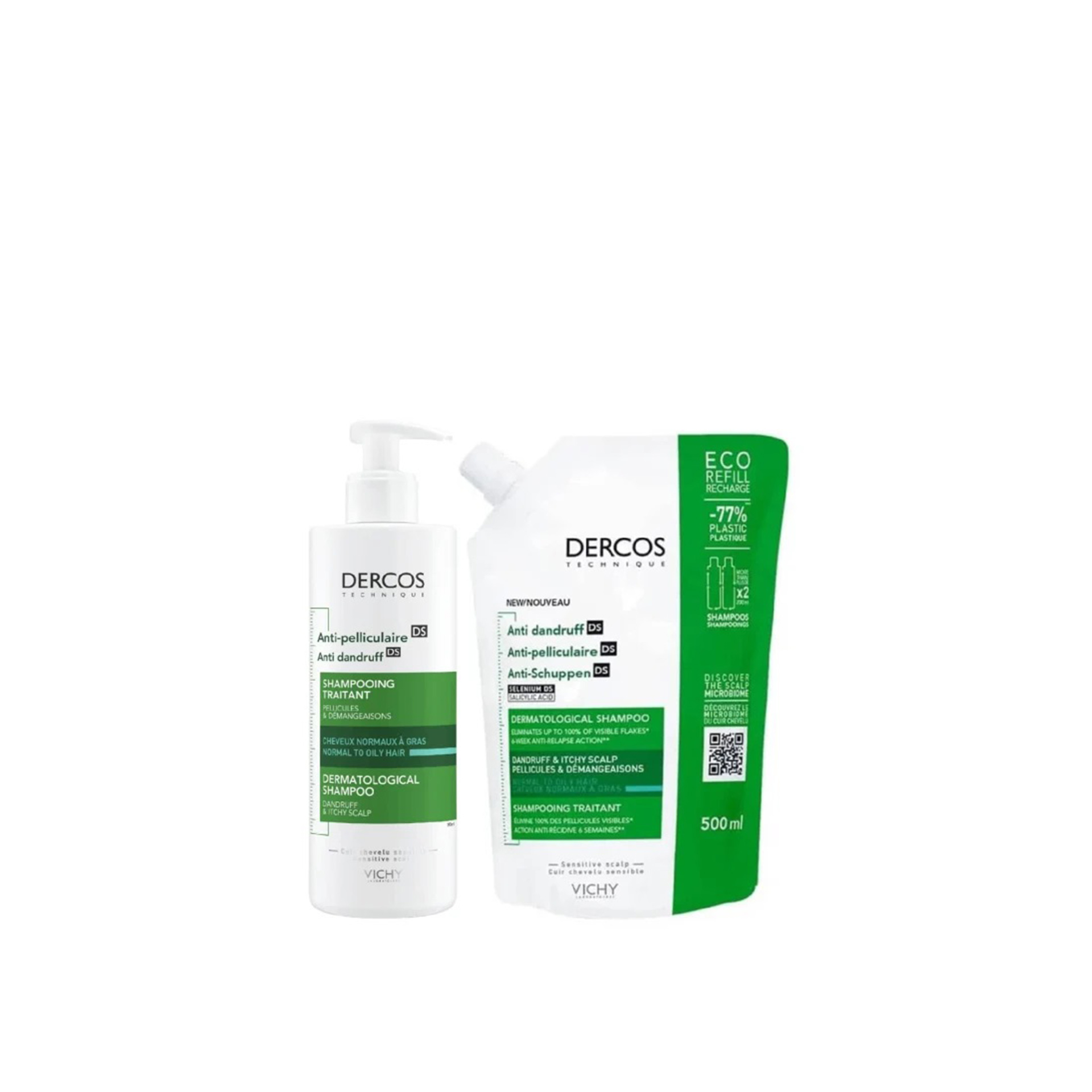 Dercos Pack Shampoo Anticaspa Oleosa 390ml + 500ml