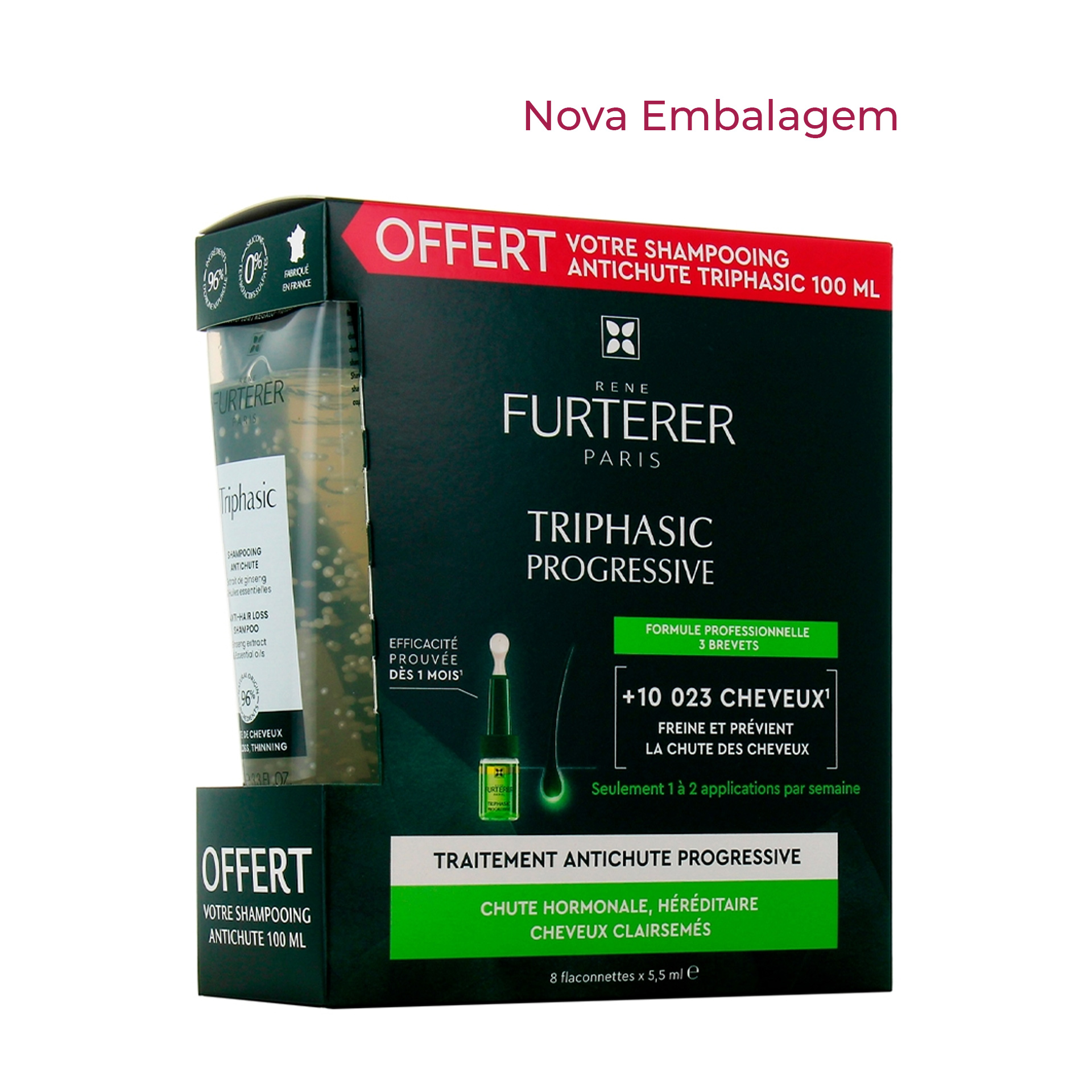 Rene Furterer Pack Triphasic Progressive 8x5,5ml + Champô 100ml