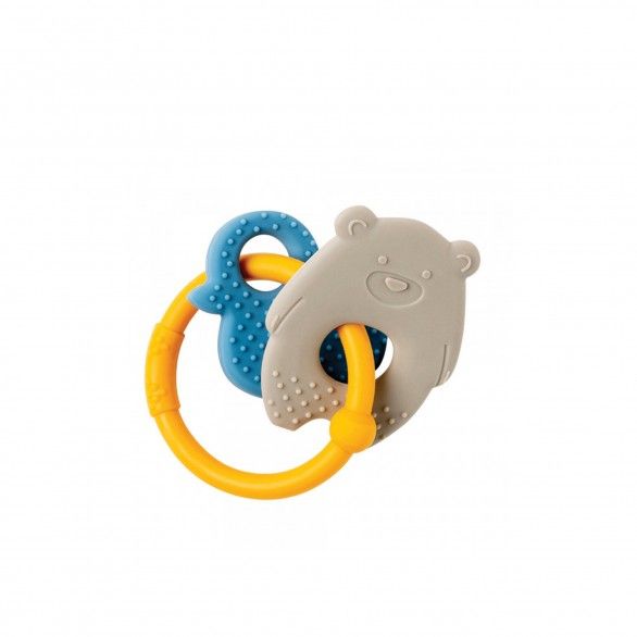 Nattou Anel de Dentio Silicone Urso + Pato Aro Ocre