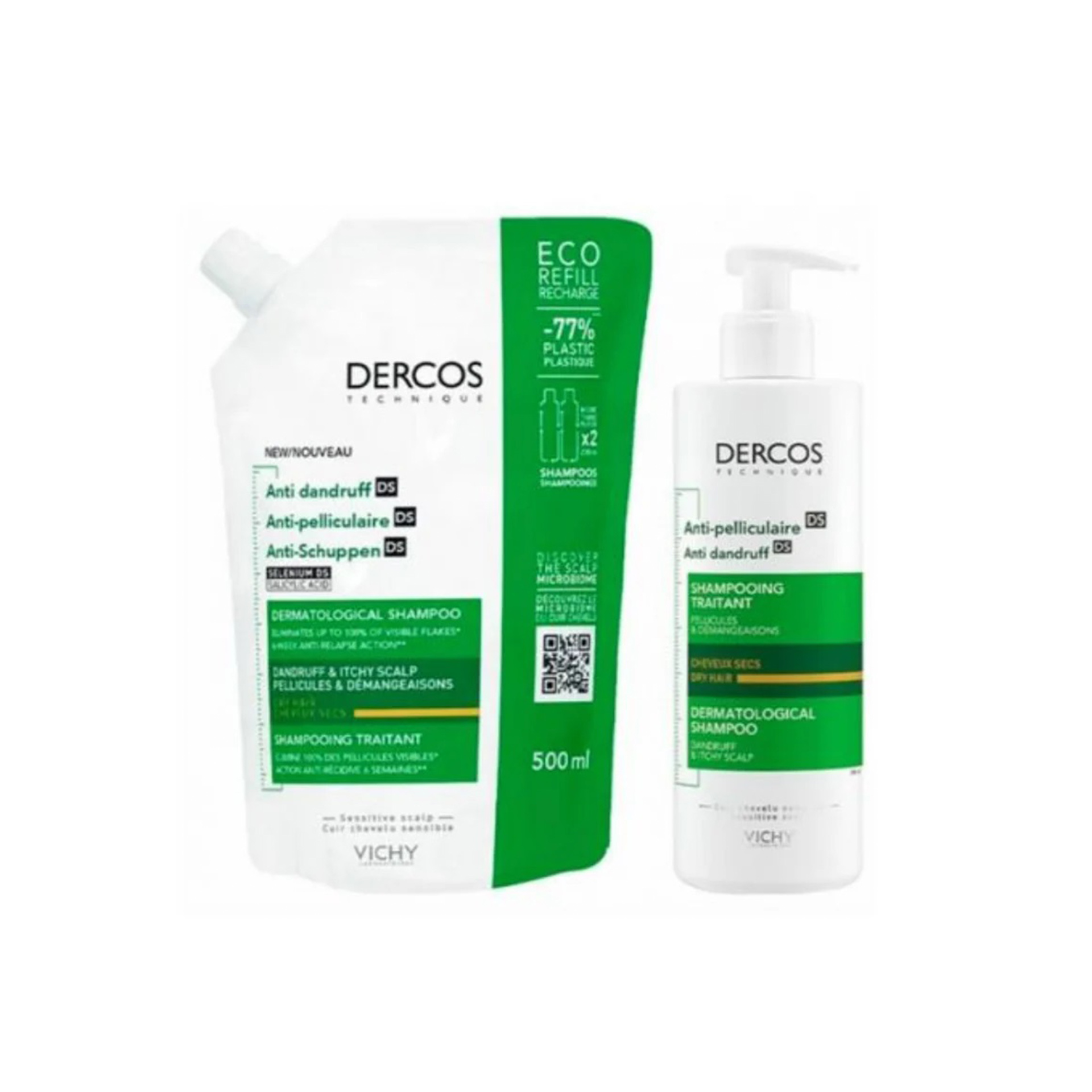 Dercos Pack Shampoo Anticaspa Seca 390ml + 500ml