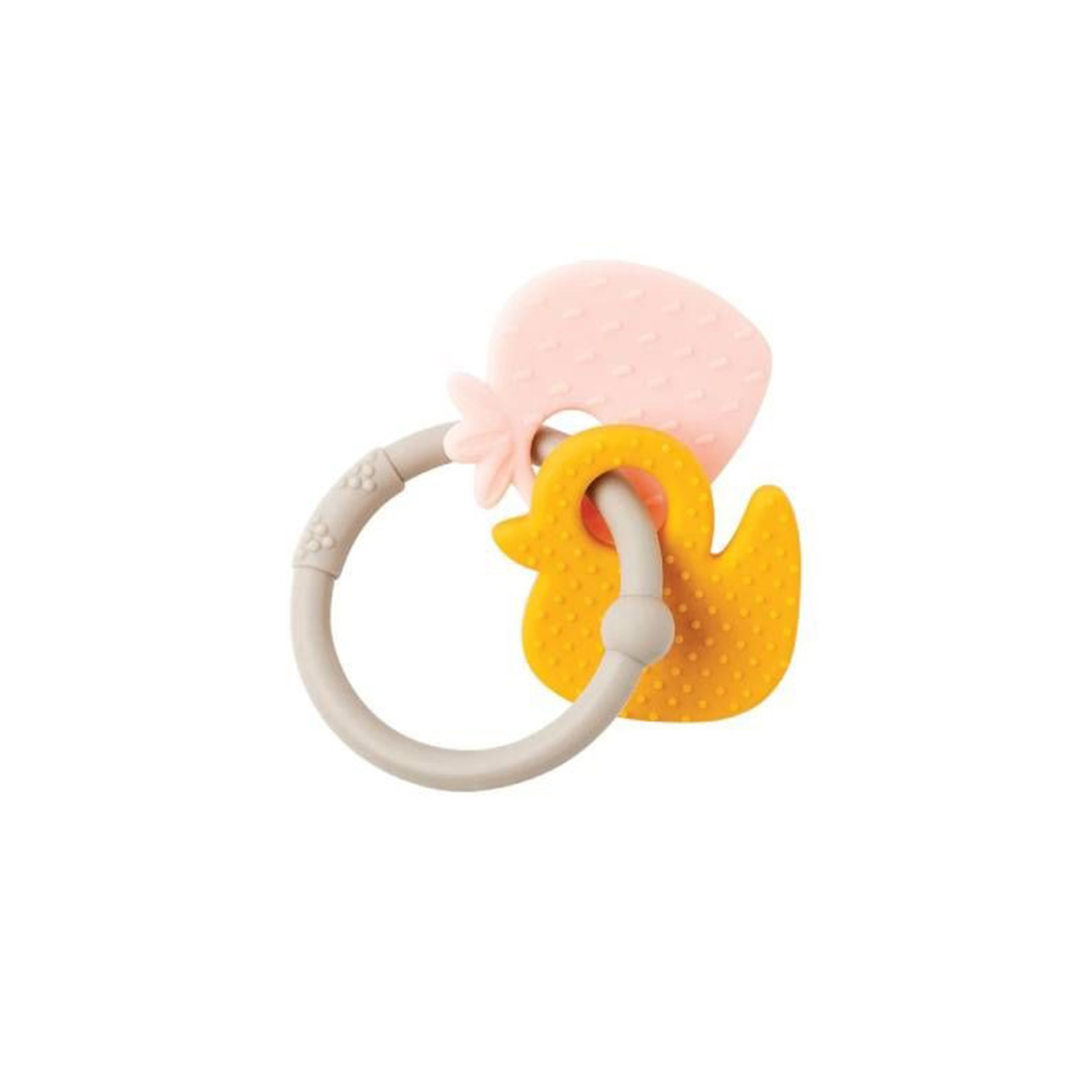 Nattou Anel Dentição Silicone Morango+Pato