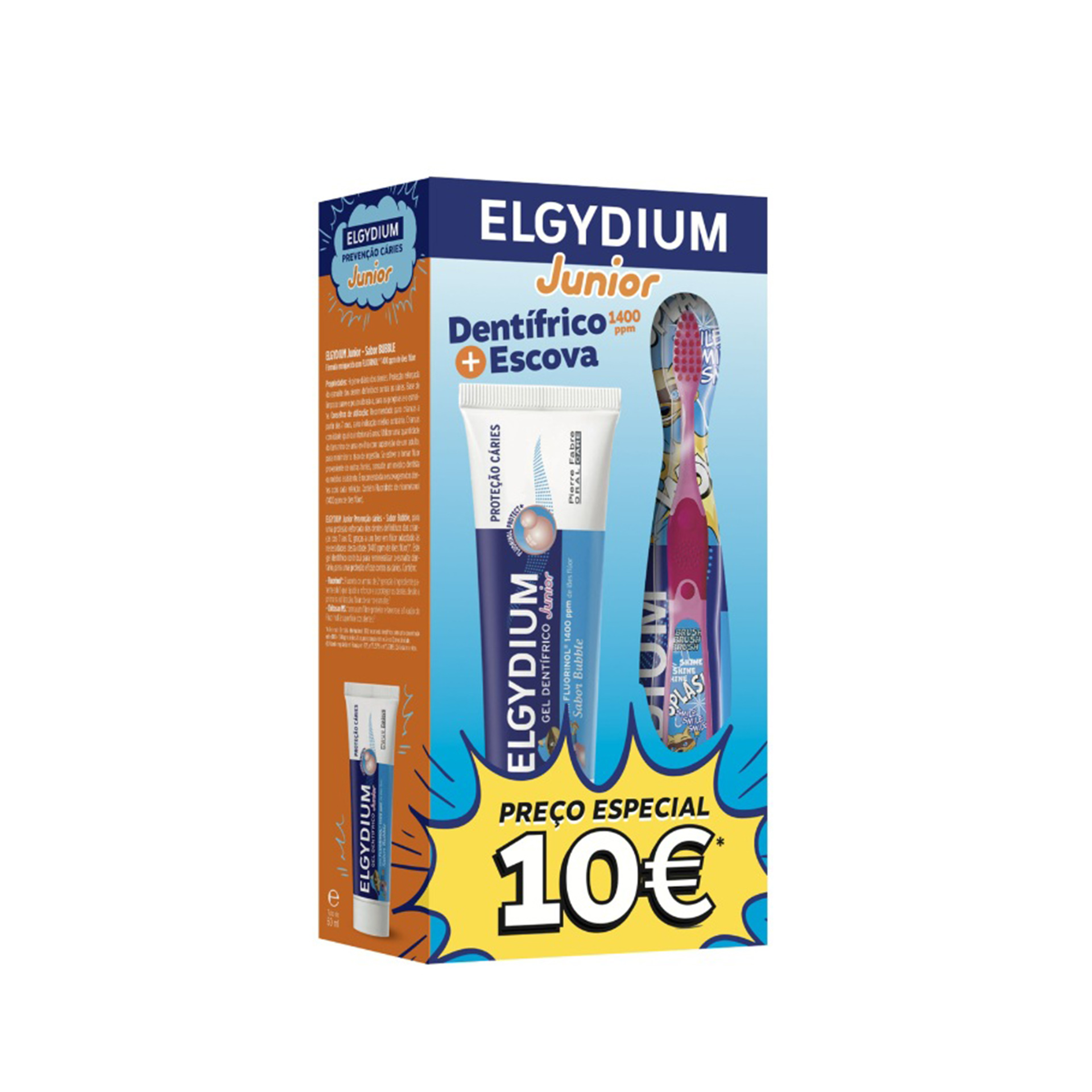 Elgydium Junior Kit Pasta Dentes Pastilha Elástica + Escova Preço Especial