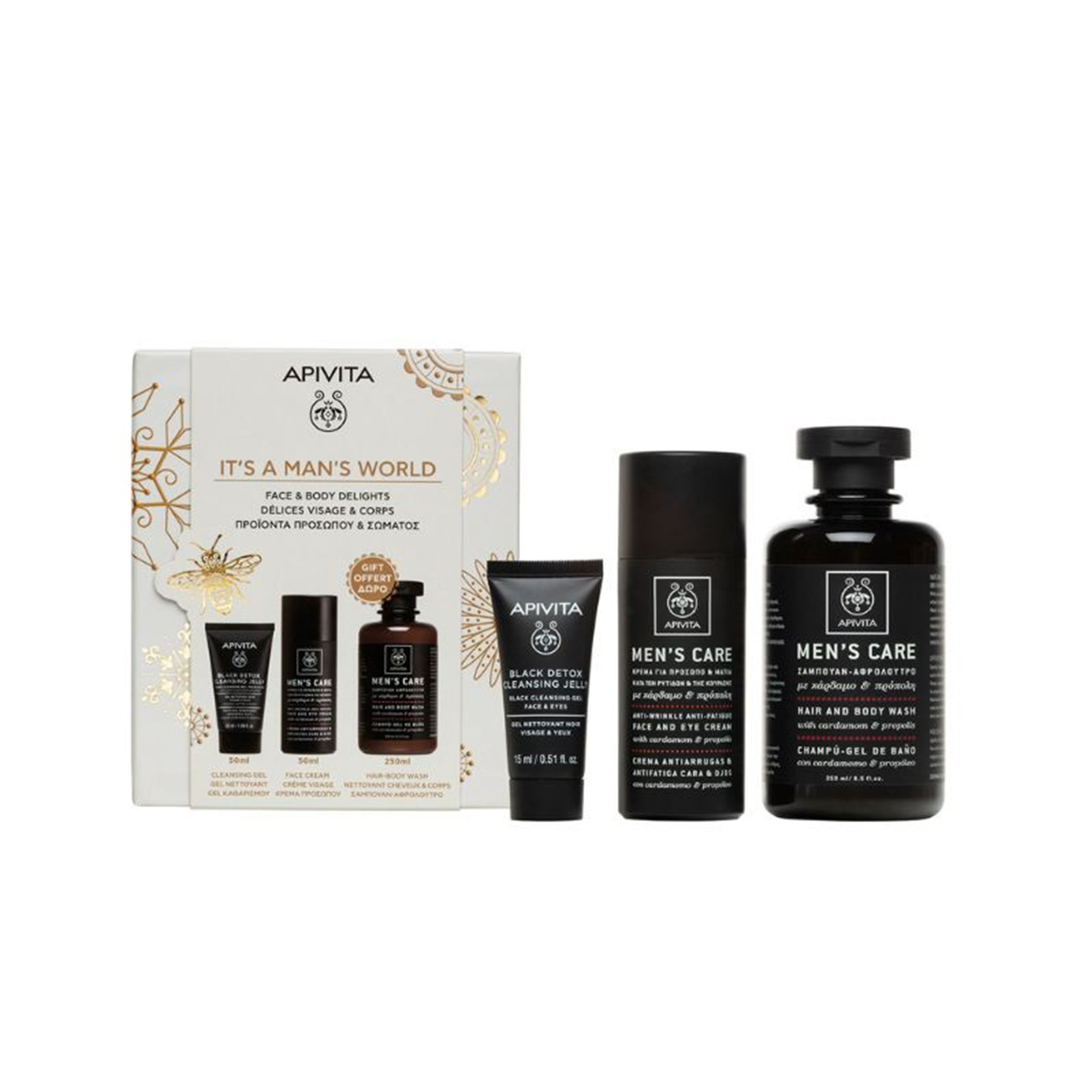 Apivita Homem creme rugas 50ml + gel limpeza + oferta gel 50ml