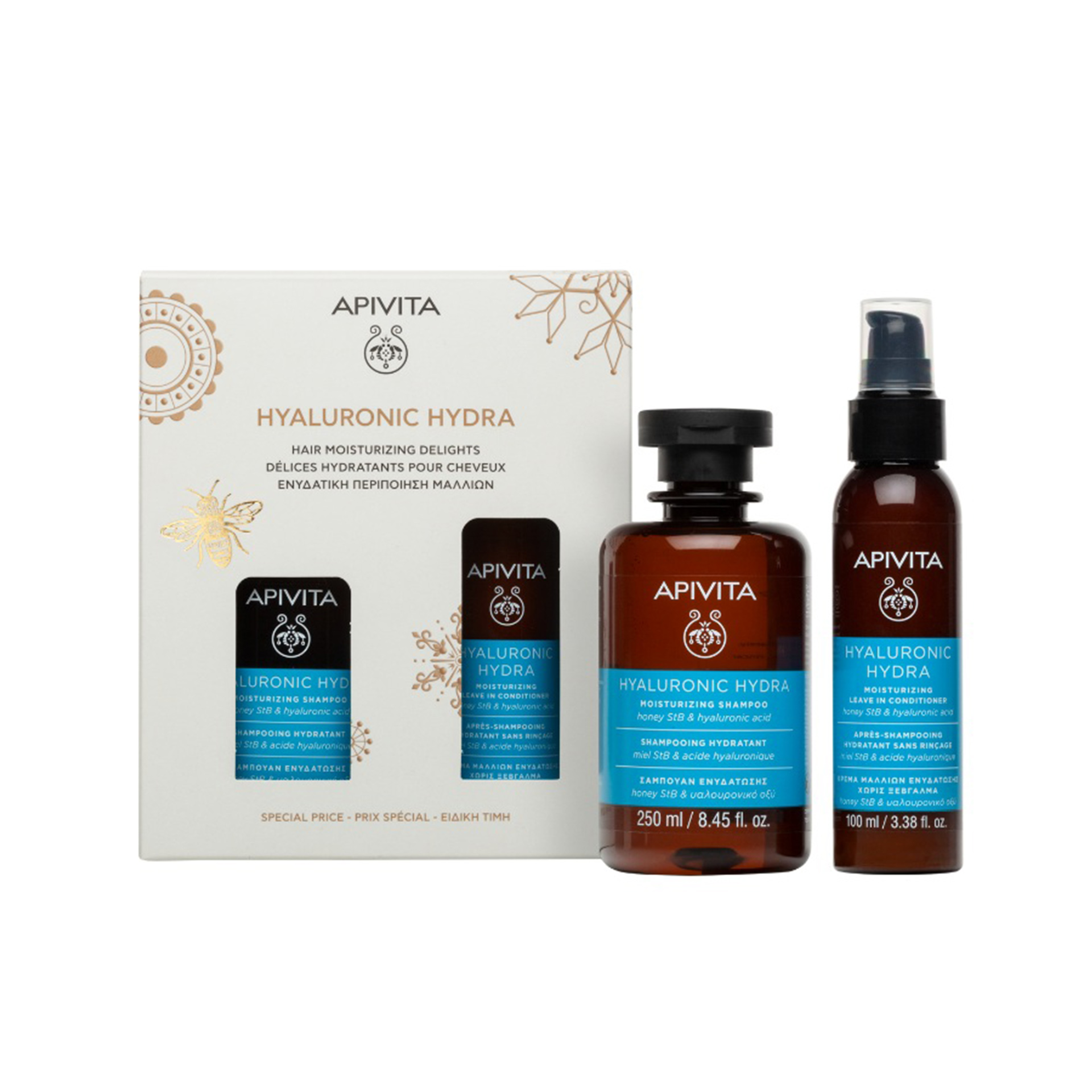 Apivita Coffret Natal Hyaluronic Hydra | Champô + Condicionador sem Enxaguamento