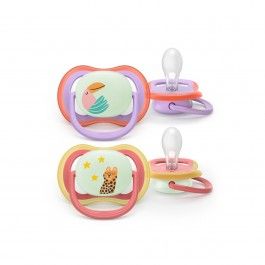 Philips Avent 2 Chupetas Eco UltAir Night 18M+ Rosa