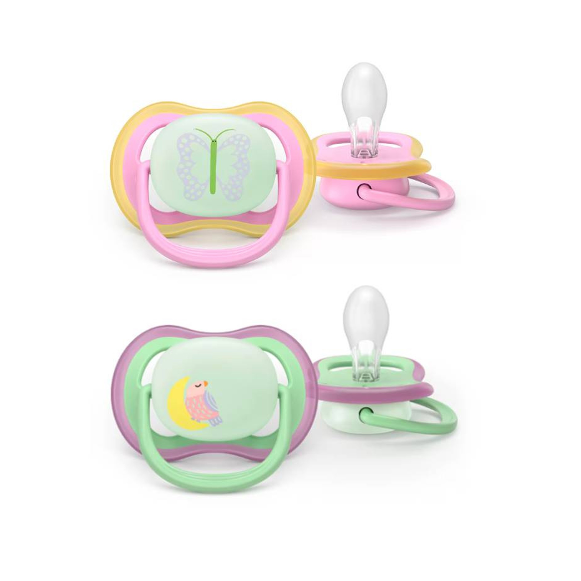 Philips Avent 2 Chupetas Eco UltAir Night 6-18M Rosa