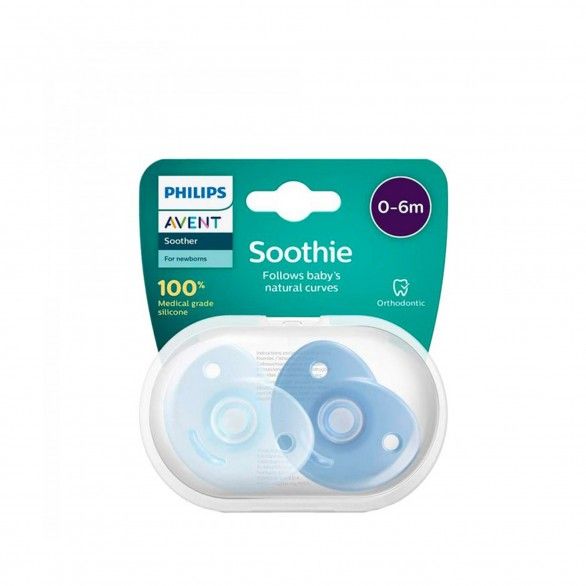 Philips Avent Pack 2 Chupetas Soothie 0-6m Azul - SCF099/21 Philips Avent Pack 2 Chupetas Soothie 0-6m Azul - SCF099/21