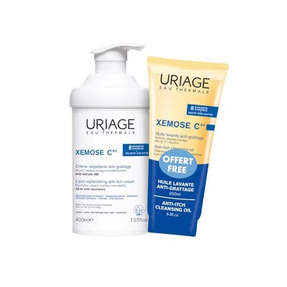 Uriage Pack Xémose C8+ | Creme Relipidante 400ml + Óleo Lavante 200ml | Pele Atópica Uriage Pack Xémose C8+ | Creme Relipidante 400ml + Óleo Lavante 200ml | Pele Atópica