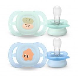 Philips Avent 2 Chupetas Silicone SCF075/14 0-2M Azul e Verde