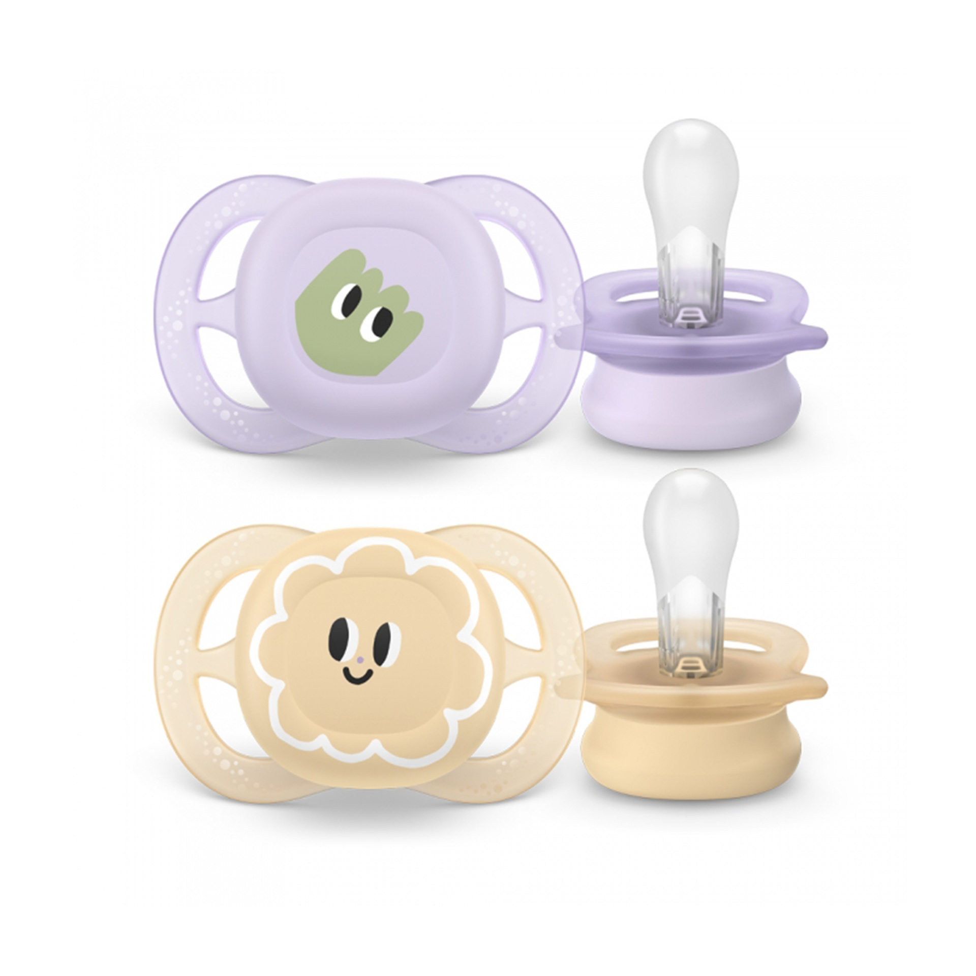 Philips Avent 2 Chupetas Silicone Ultra Start Deco 0-2M Lilás e Amarelo
