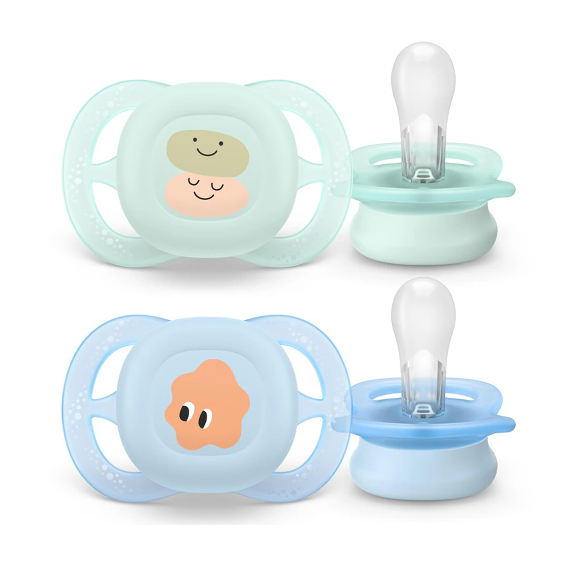 Philips Avent 2 Chupetas Silicone SCF075/14 0-2M Azul e Verde