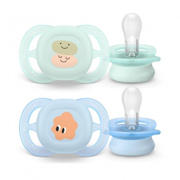 Philips Avent 2 Chupetas Silicone SCF075/14 0-2M Azul e Verde Philips Avent 2 Chupetas Silicone SCF075/14 0-2M Azul e Verde