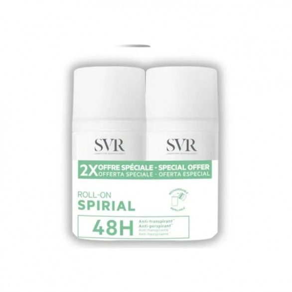 SVR Spirial Duo Roll-on desodorizante 2 x 50 ml com Oferta de 2ª Embalagem SVR Spirial Duo Roll-on desodorizante 2 x 50 ml com Oferta de 2ª Embalagem