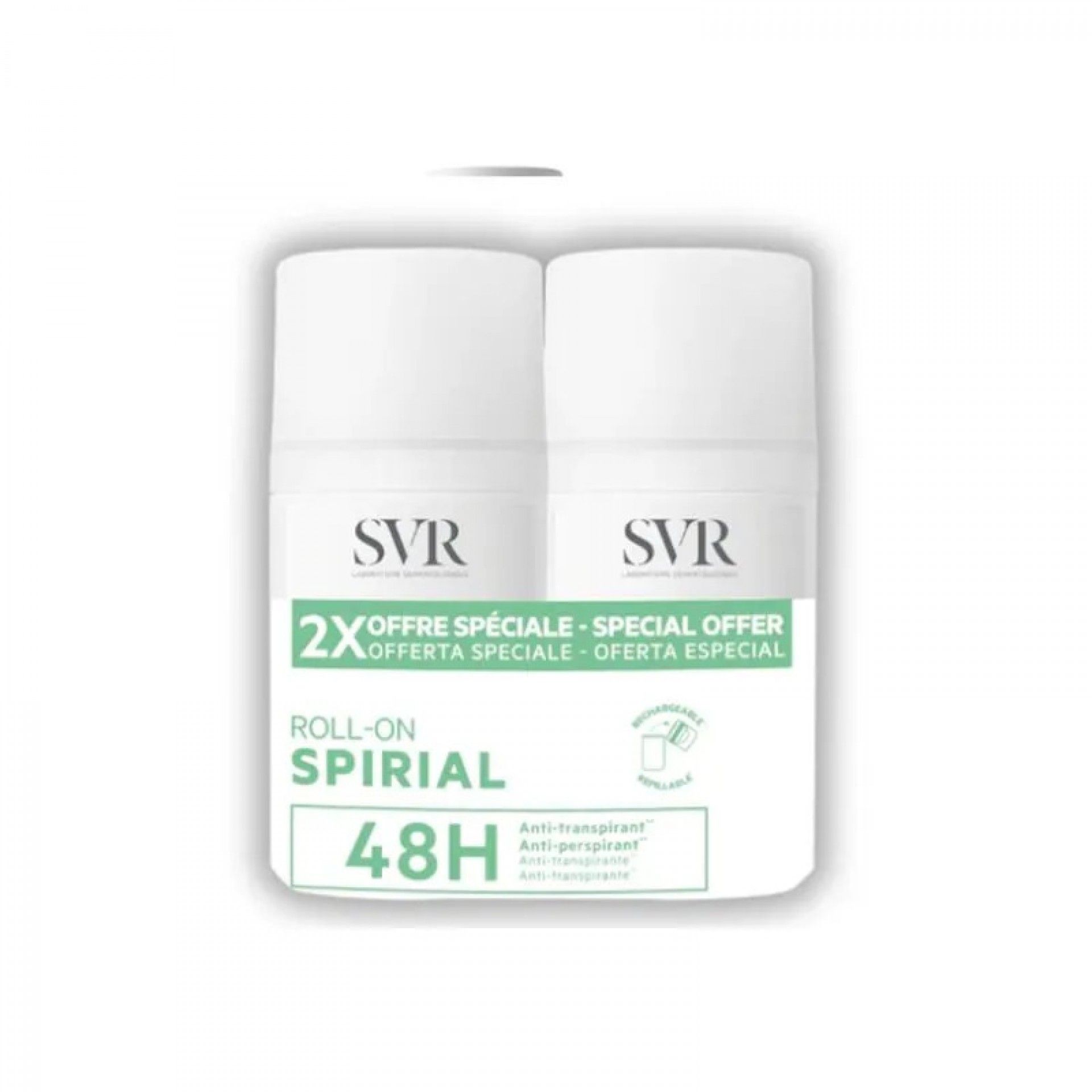 SVR Spirial Duo Roll-on desodorizante 2 x 50 ml com Oferta de 2ª Embalagem